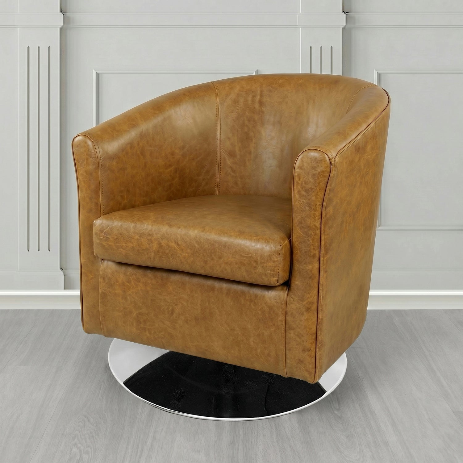 Tuscany Swivel Tub Chair in Crest Leather Old English Crib 5 Genuine Leather