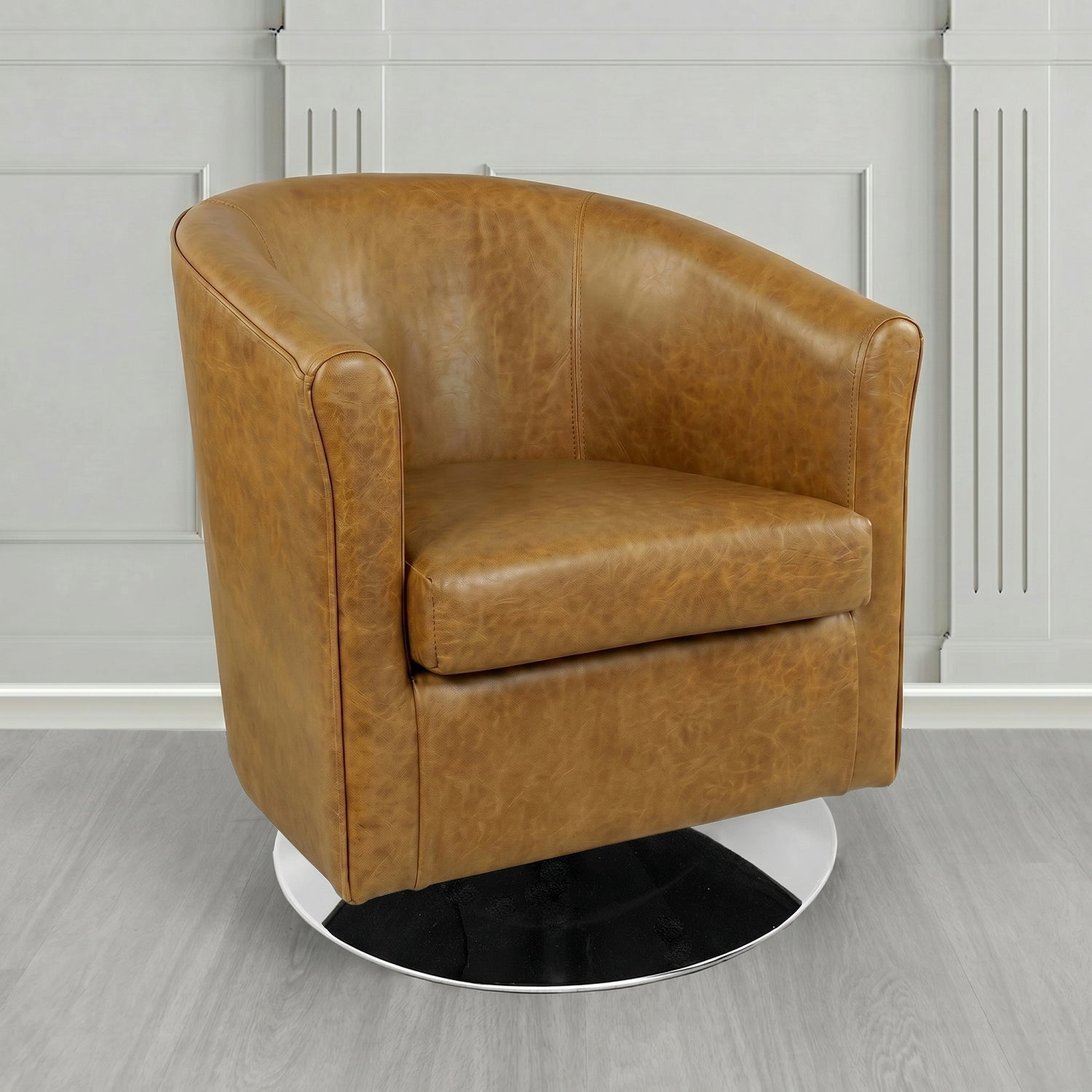 Tuscany Swivel Tub Chair in Crest Leather Old English Crib 5 Genuine Leather