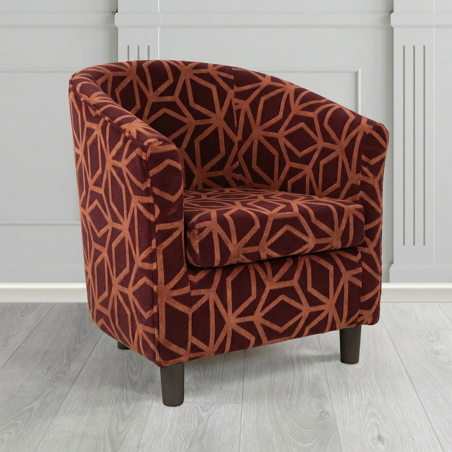 Tuscany Tub Chair in Panaz Fabrics Lexington Corinthia Geometric Crib 5 Velvet Fabric