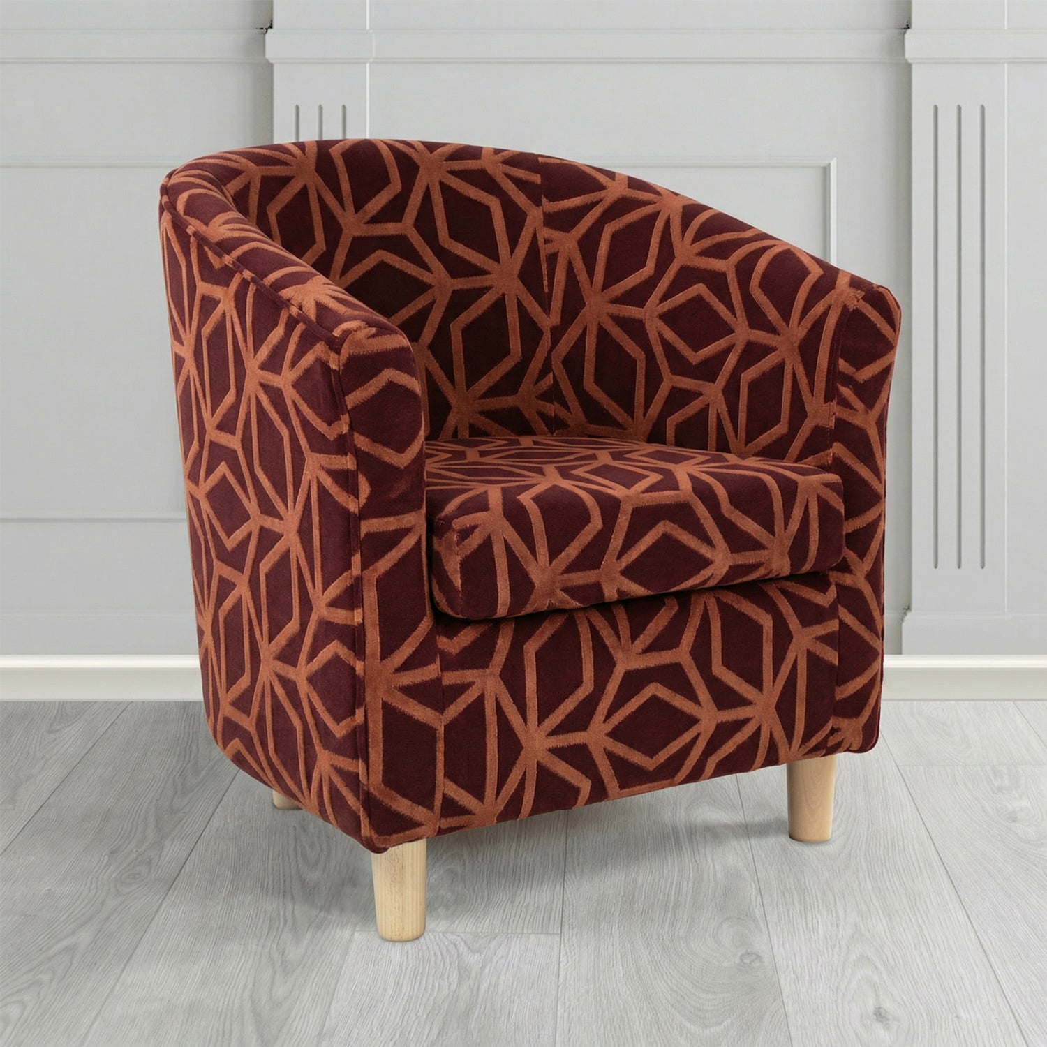 Tuscany Tub Chair in Panaz Fabrics Lexington Corinthia Geometric Crib 5 Velvet Fabric