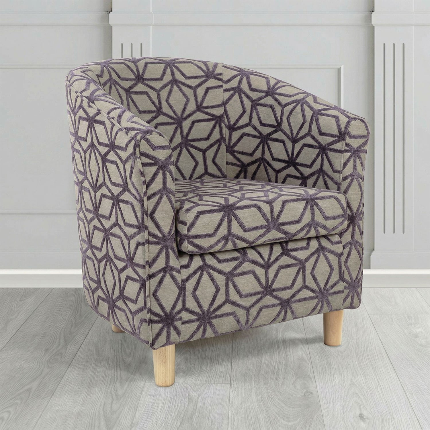 Tuscany Tub Chair in Panaz Fabrics Lexington Corinthia Geometric Crib 5 Velvet Fabric