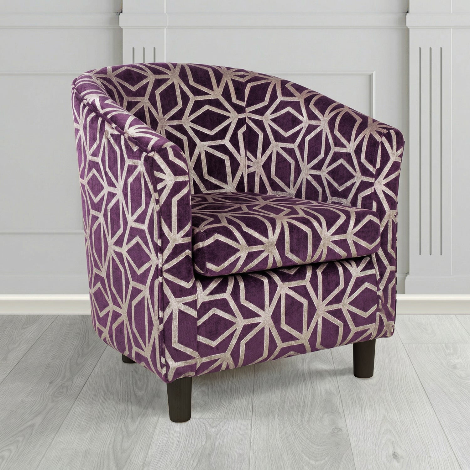 Tuscany Tub Chair in Panaz Fabrics Lexington Corinthia Geometric Crib 5 Velvet Fabric