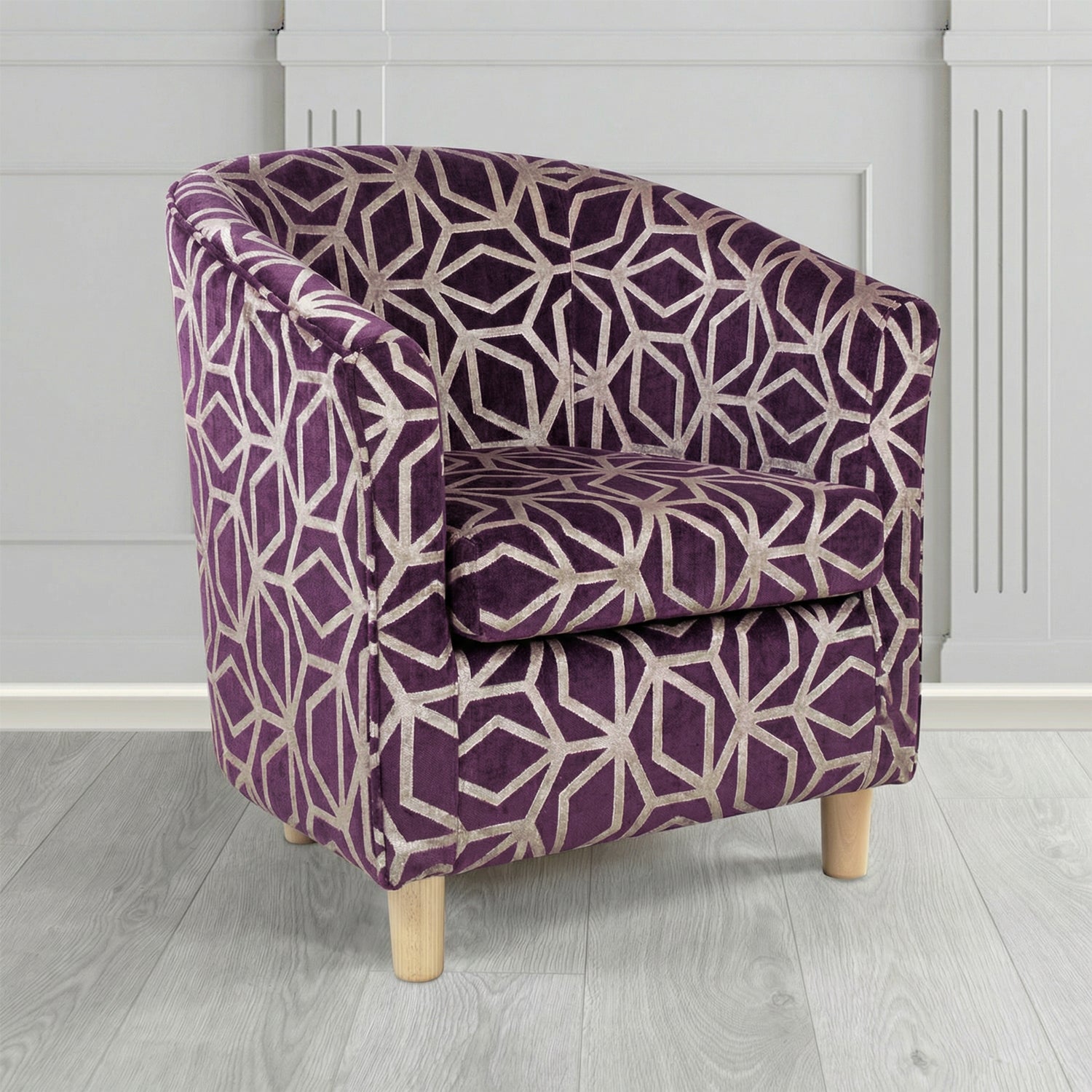 Tuscany Tub Chair in Panaz Fabrics Lexington Corinthia Geometric Crib 5 Velvet Fabric