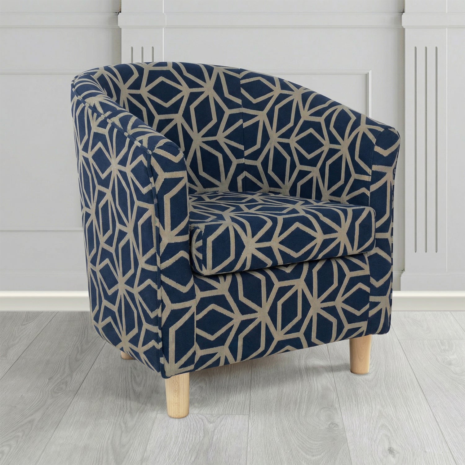 Tuscany Tub Chair in Panaz Fabrics Lexington Corinthia Geometric Crib 5 Velvet Fabric