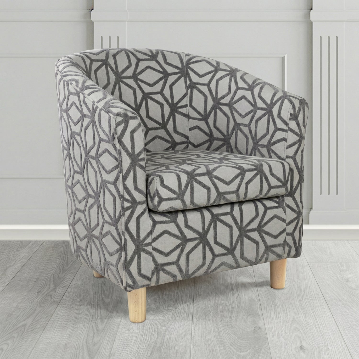 Tuscany Tub Chair in Panaz Fabrics Lexington Corinthia Geometric Crib 5 Velvet Fabric