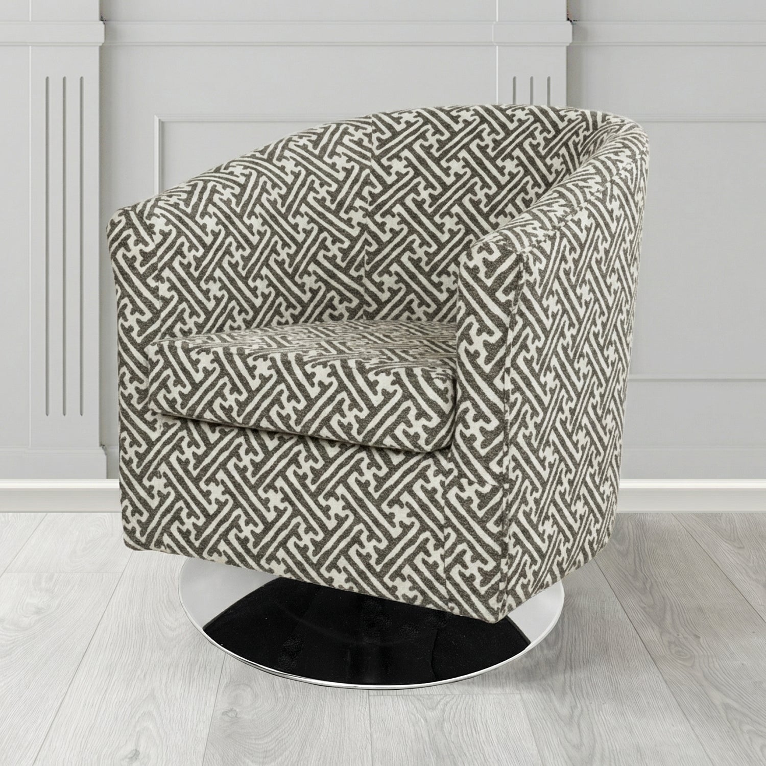 Tuscany Swivel Tub Chair in Fryett's Paulo Geometric Pattern Fabric