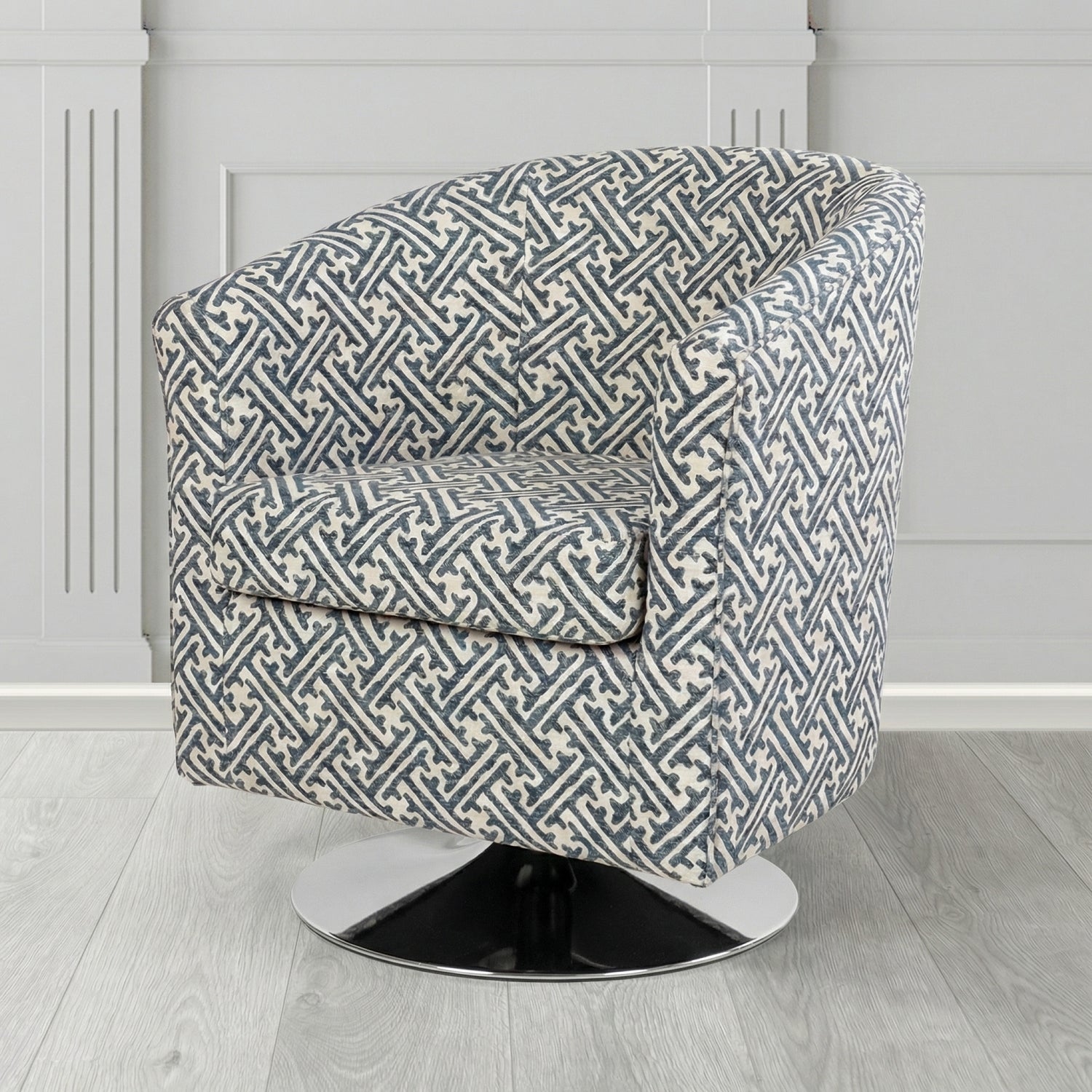 Tuscany Swivel Tub Chair in Fryett's Paulo Geometric Pattern Fabric