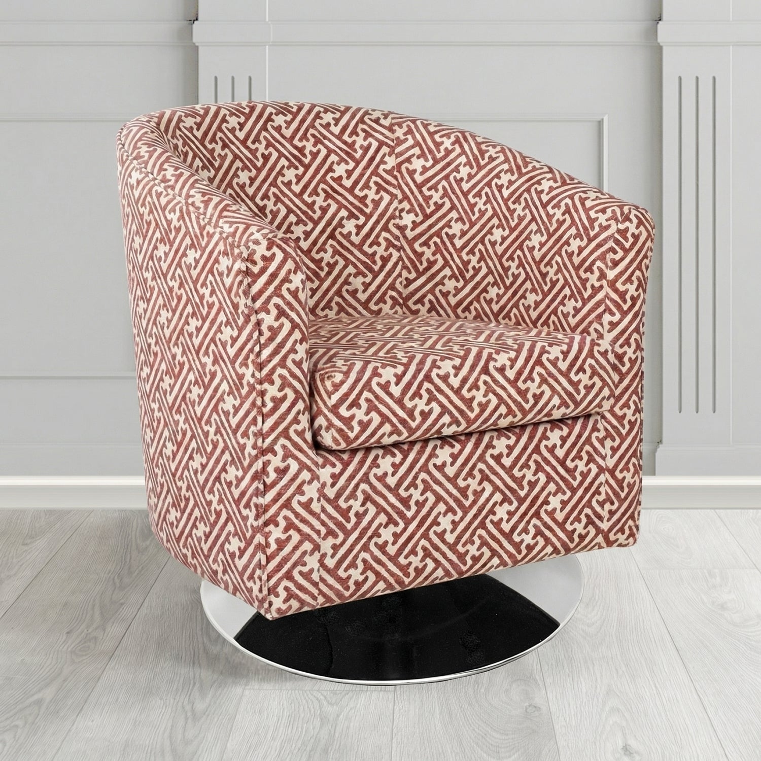 Tuscany Swivel Tub Chair in Fryett's Paulo Geometric Pattern Fabric