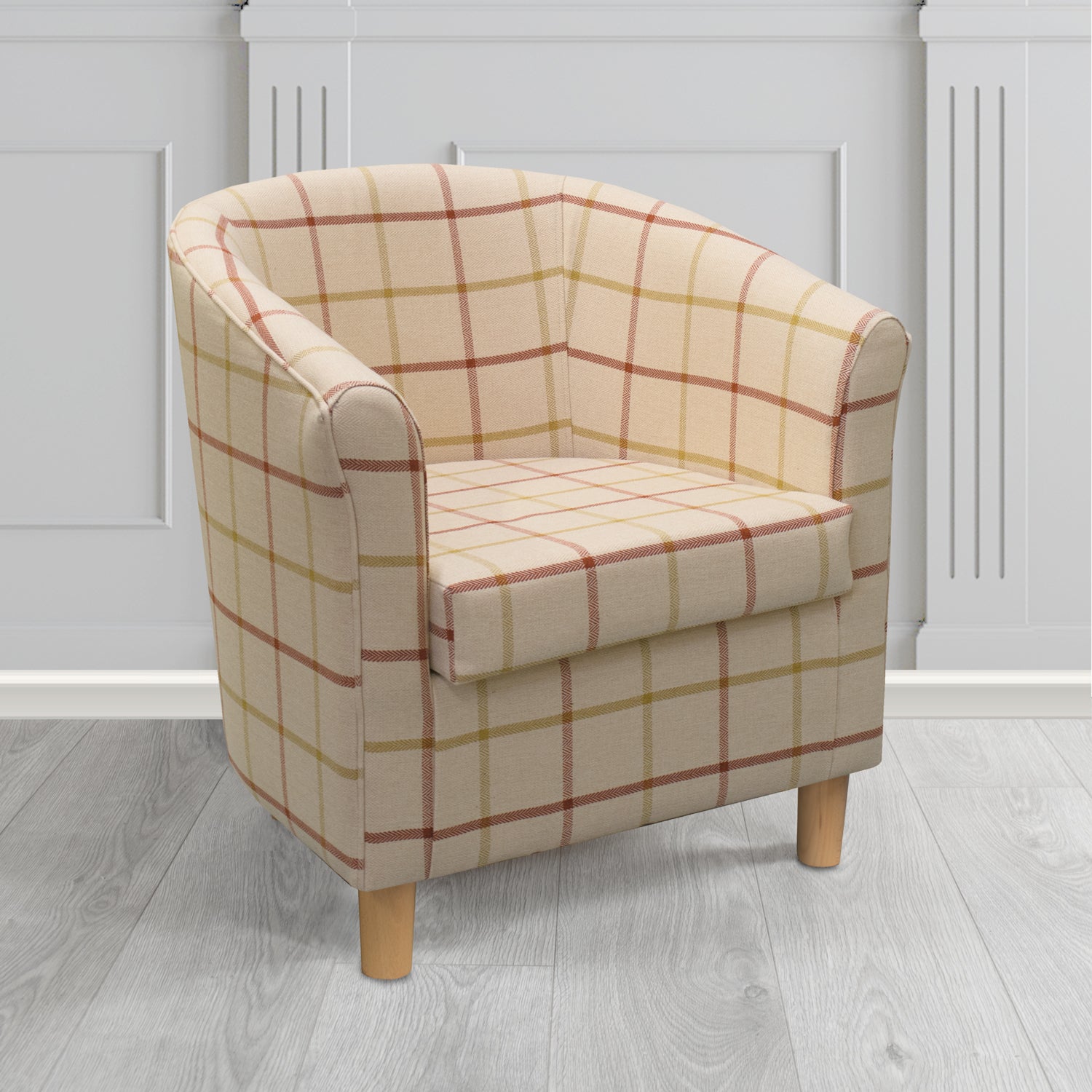 Tuscany Tub Chair in Piazza Harvest Window Check Tartan PIA1619 Fabric