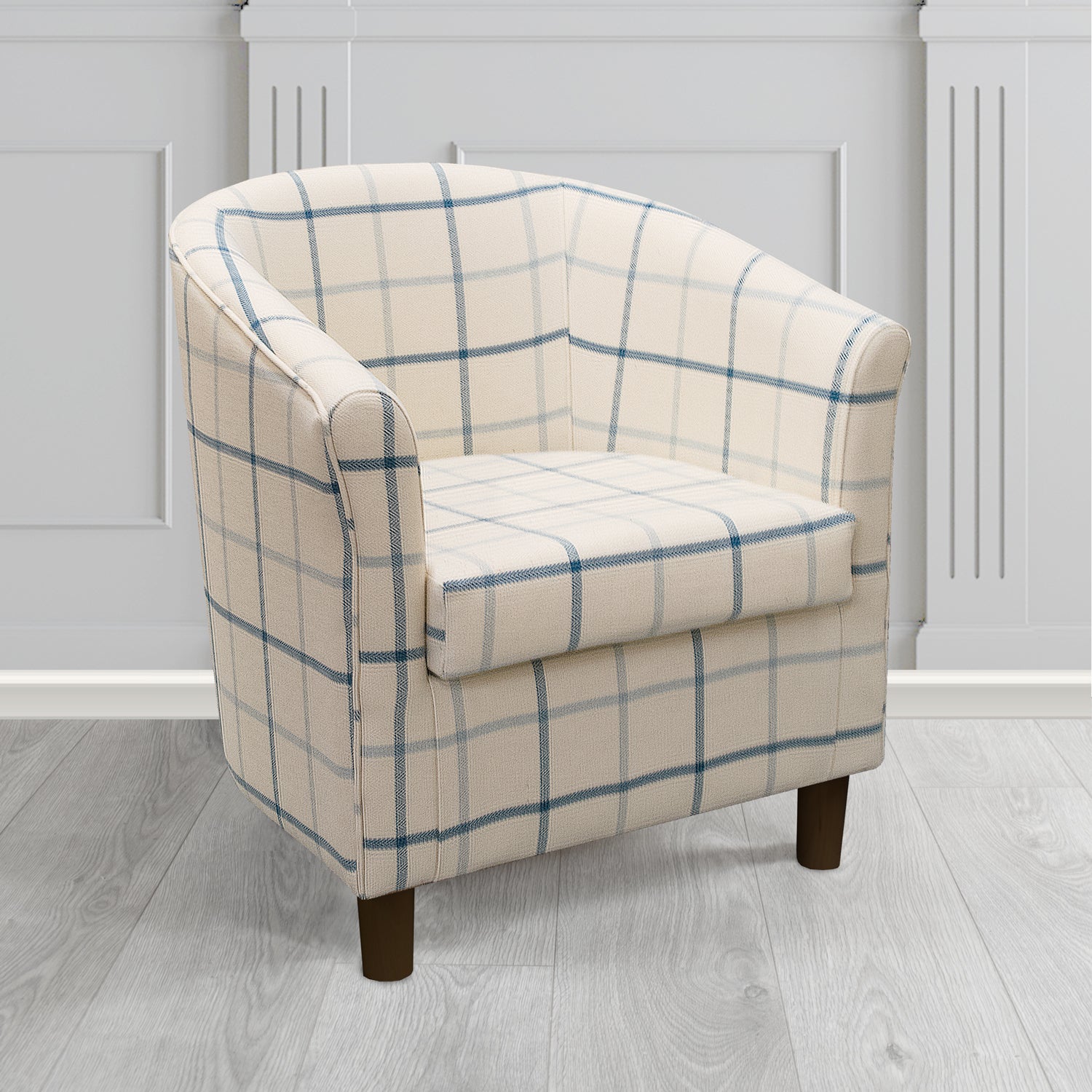 Tuscany Tub Chair in Piazza Putty Window Check Tartan PIA1623 Fabric