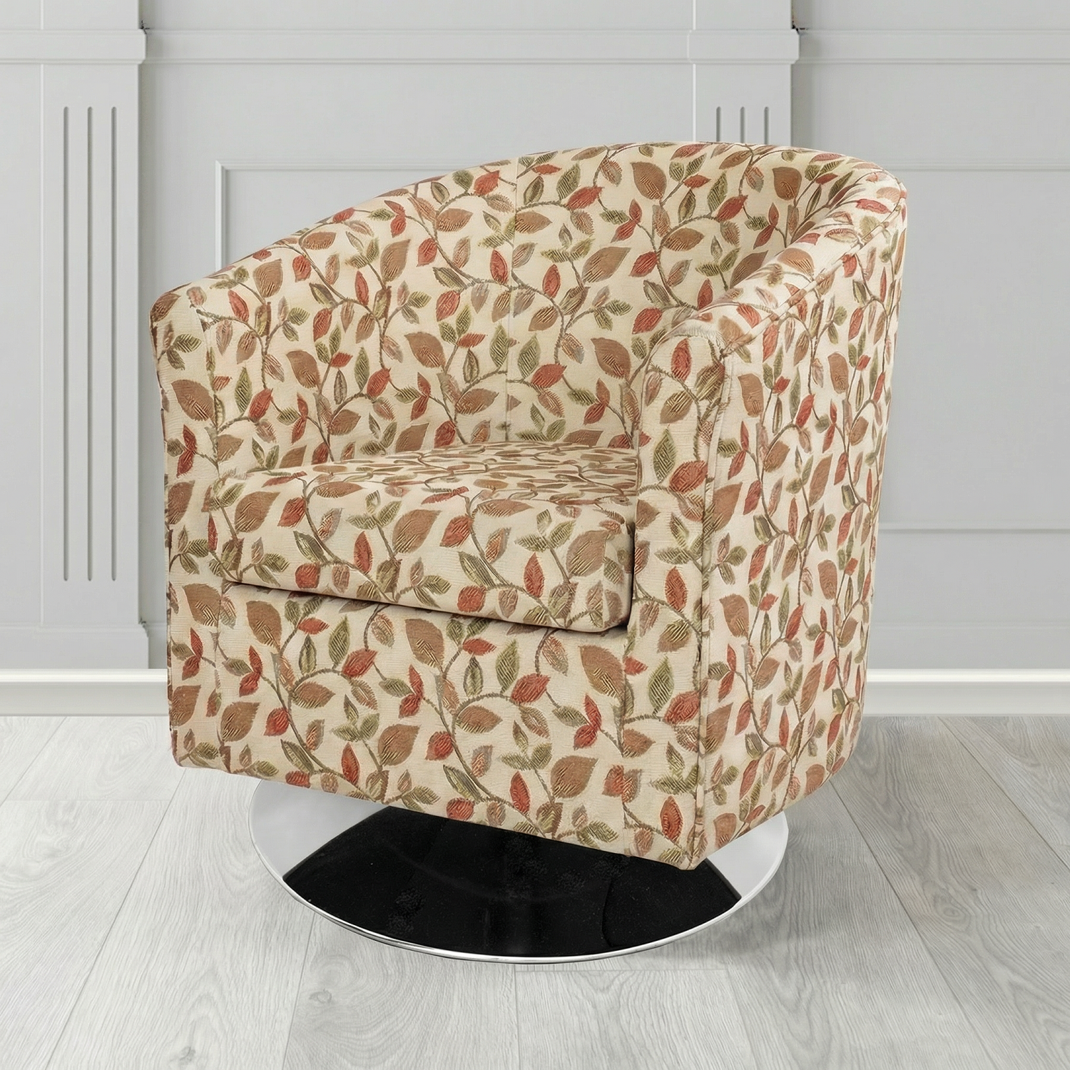 Tuscany Swivel Tub Chair in Porter and Stone Vercelli Floral Fabric