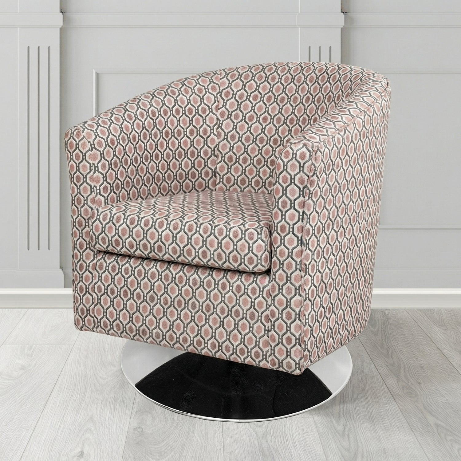 Tuscany Swivel Tub Chair in Fryett's Recco Geometric Pattern Fabric
