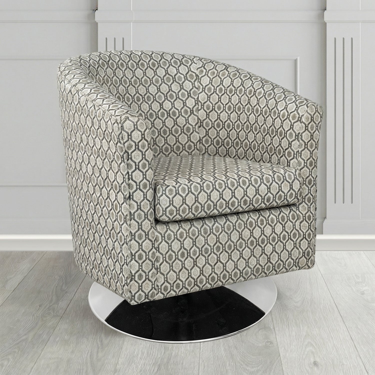 Tuscany Swivel Tub Chair in Fryett's Recco Geometric Pattern Fabric