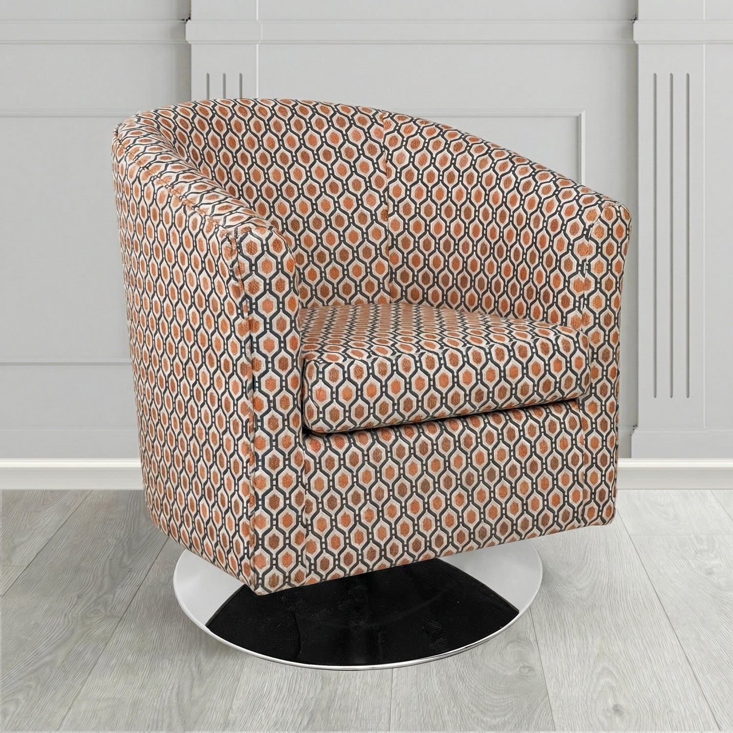 Tuscany Swivel Tub Chair in Fryett's Recco Geometric Pattern Fabric