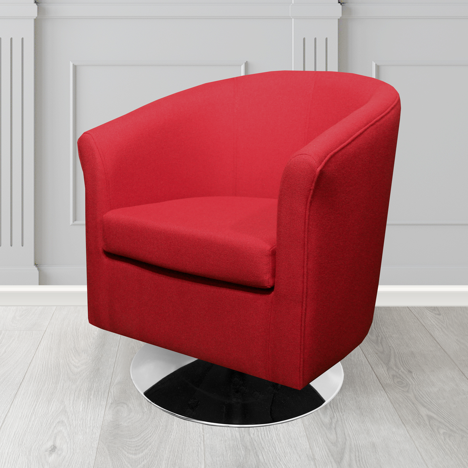 Tuscany Swivel Tub Chair in Mainline Plus Red IF011 Crib 5 Fabric - The Tub Chair Shop