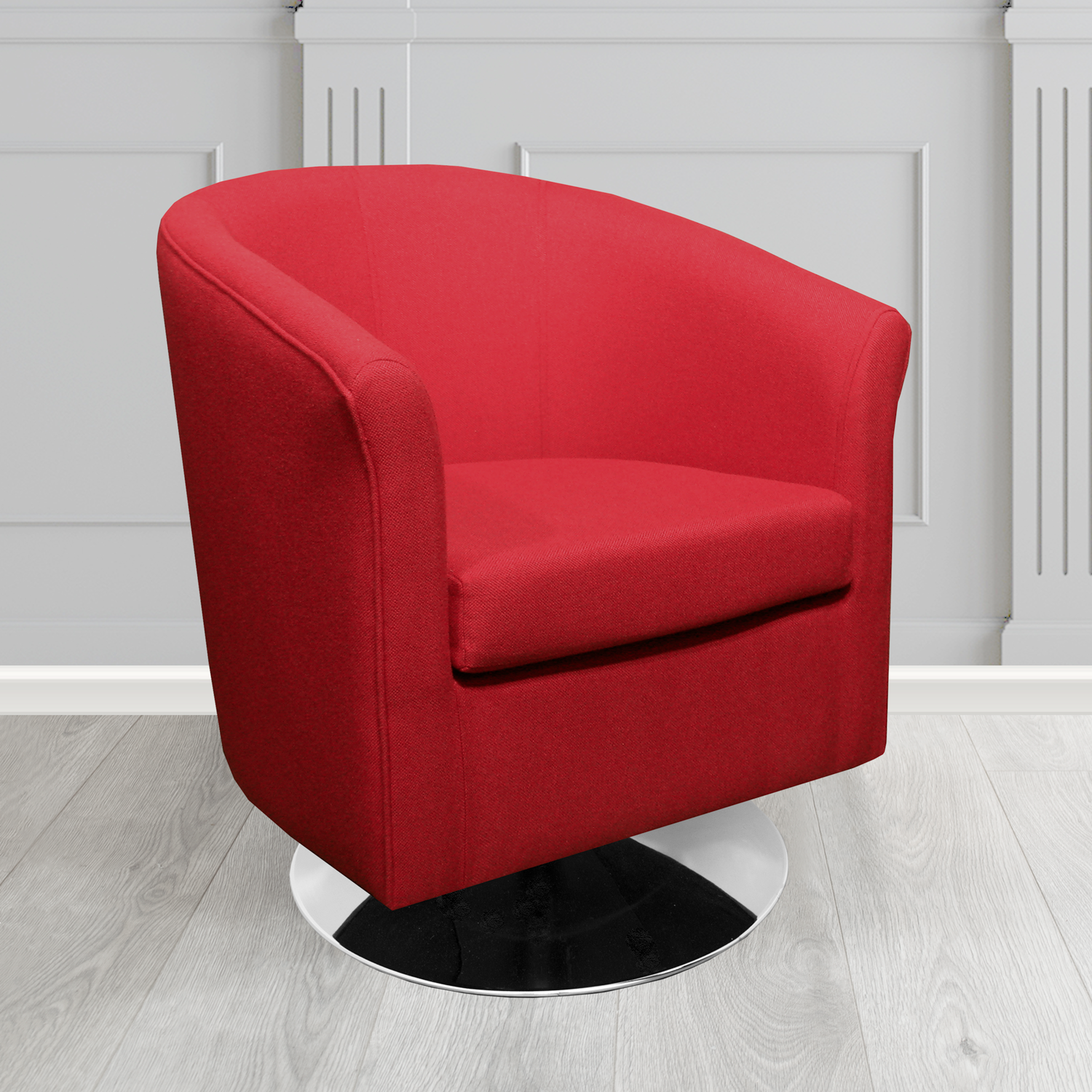 Tuscany Swivel Tub Chair in Mainline Plus Red IF011 Crib 5 Fabric - The Tub Chair Shop