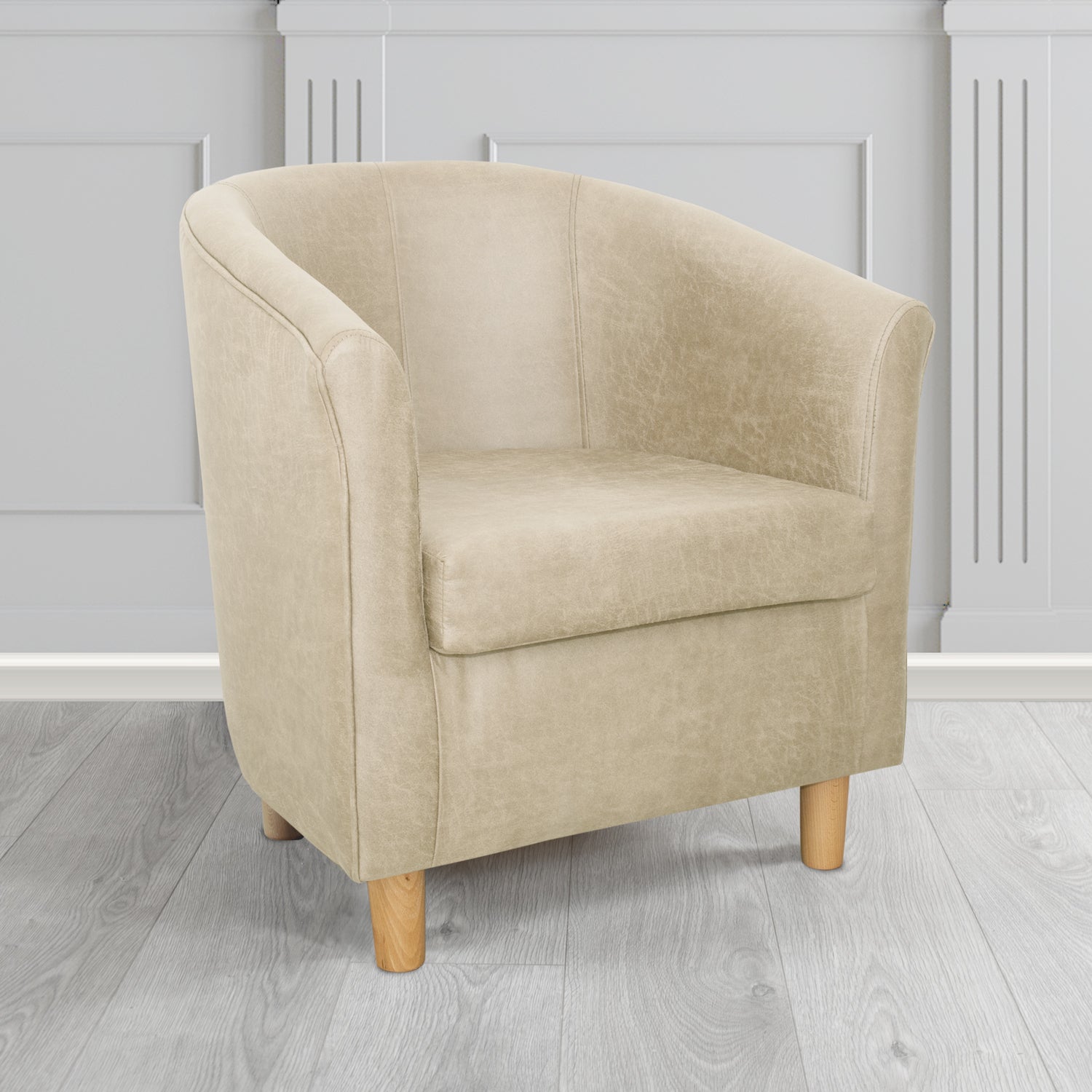 Tuscany Beige Rhodeo Faux Leather Tub Chair