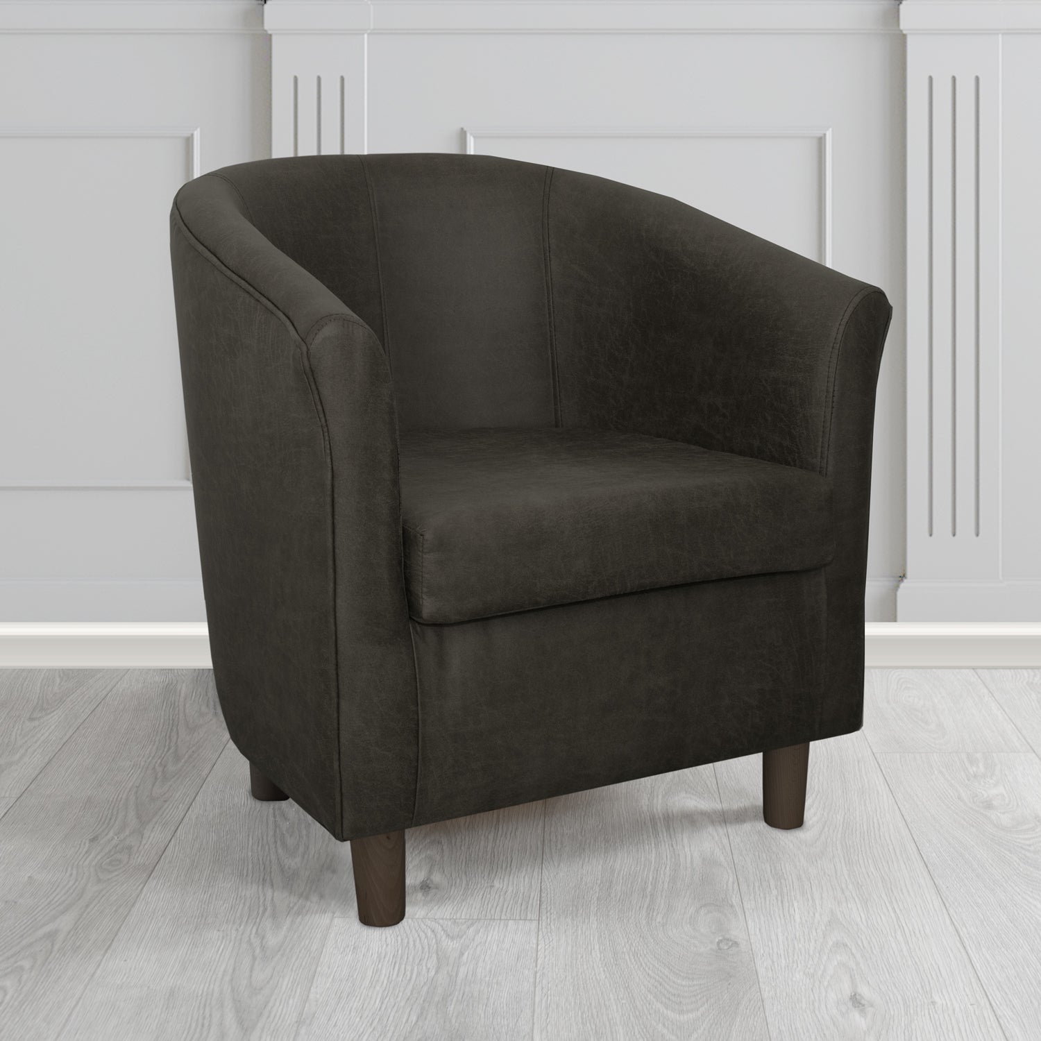 Tuscany Rhodeo Black Faux Leather Tub Chair