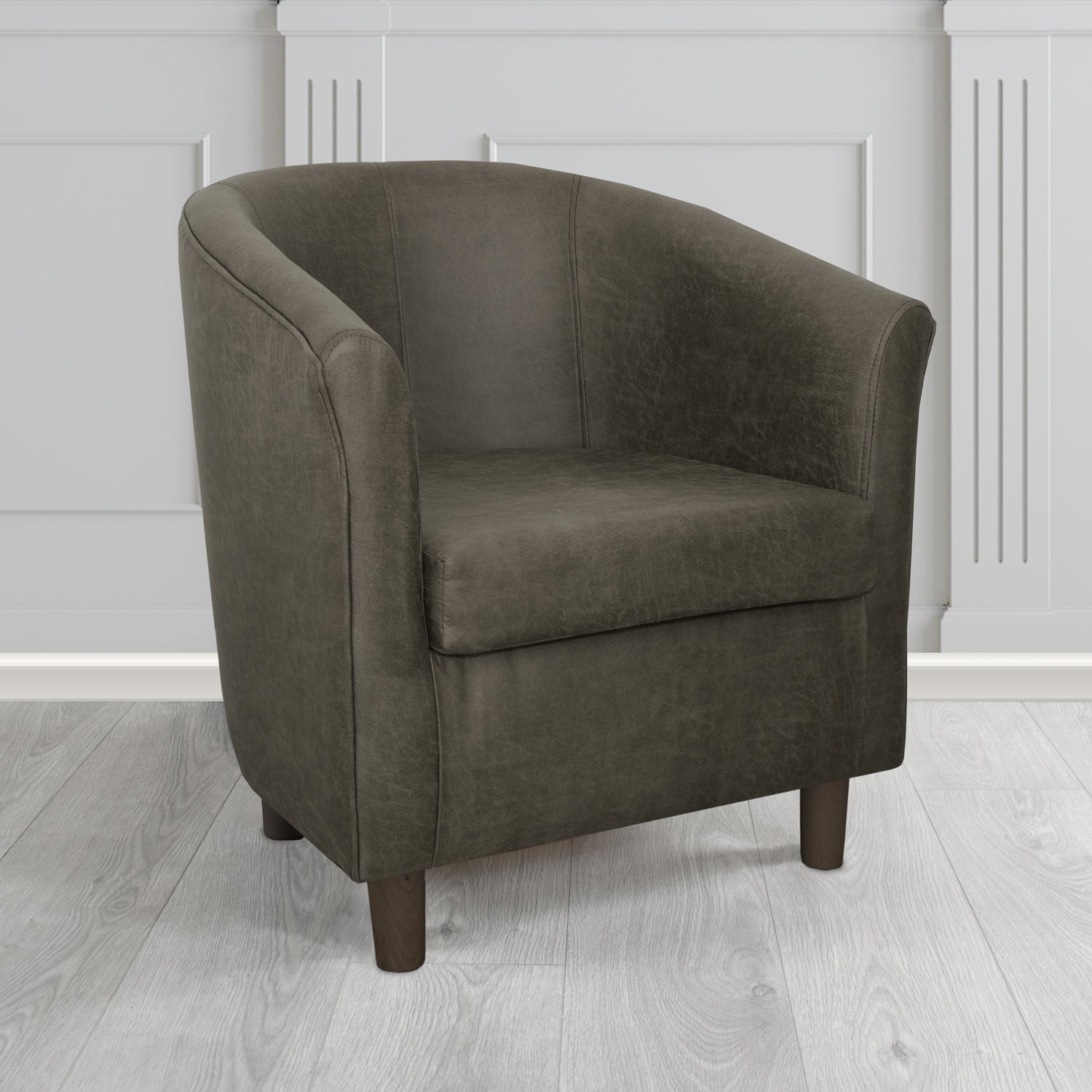 Grey leather tub deals chair