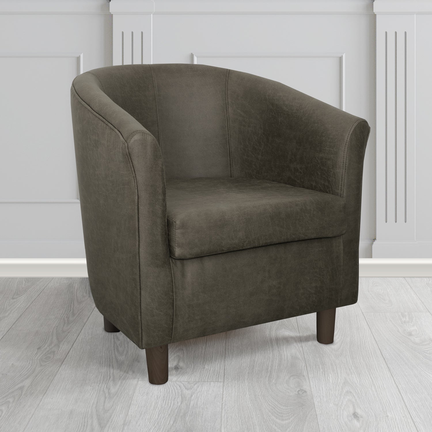 Tuscany Nevada Charcoal Faux Leather Tub Chair - The Tub Chair Shop