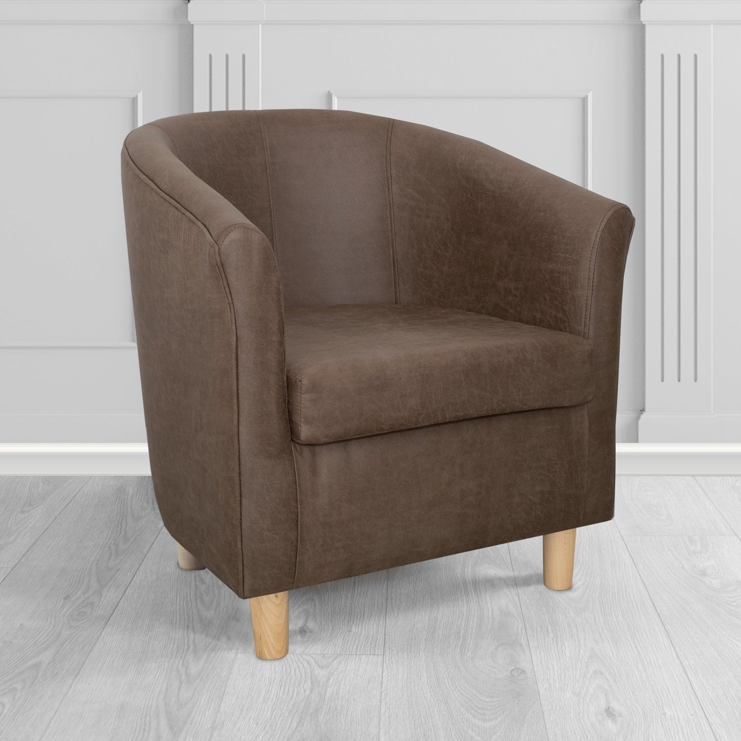 Tuscany Tub Chair in Tubz Chocolate Faux Leather - Ex Display