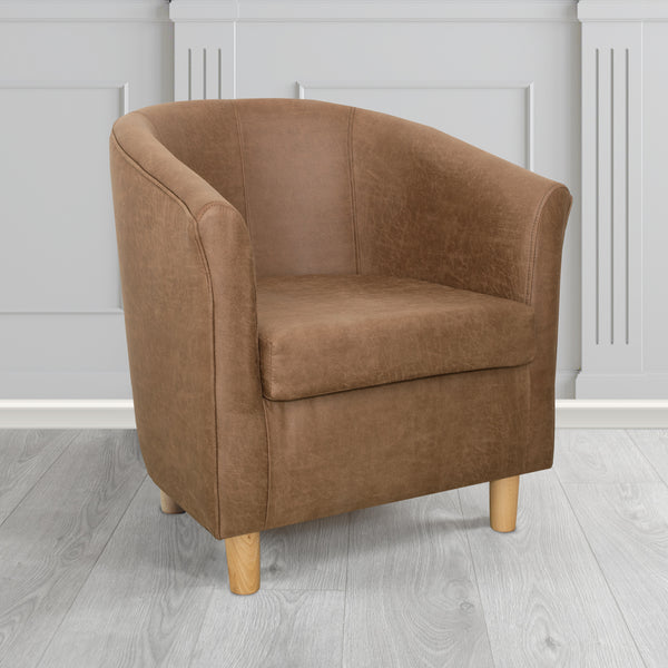 Tuscany Nevada Tan Faux Leather Tub Chair