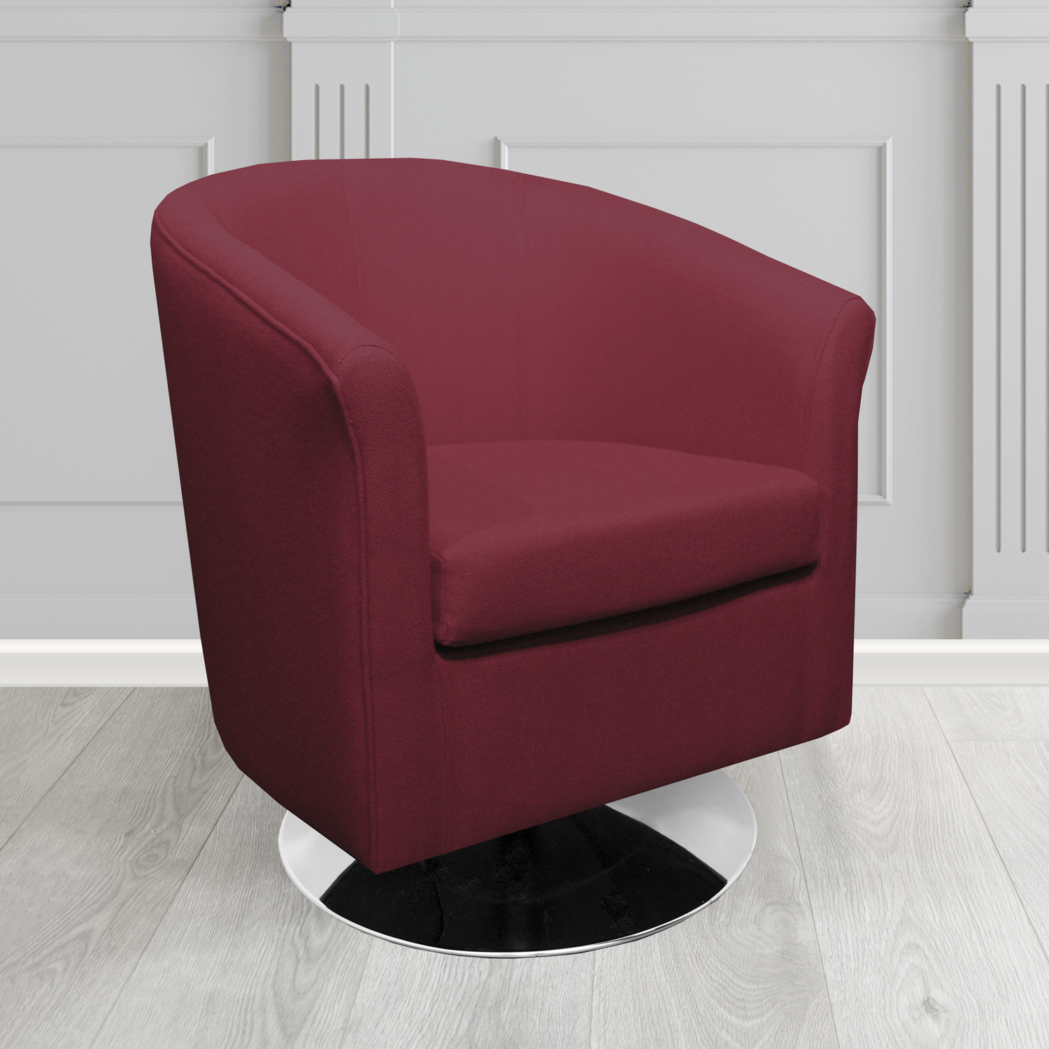 Tuscany Swivel Tub ChaIr in Mainline Plus Ruby IF101 Crib 5 Fabric - The Tub Chair Shop