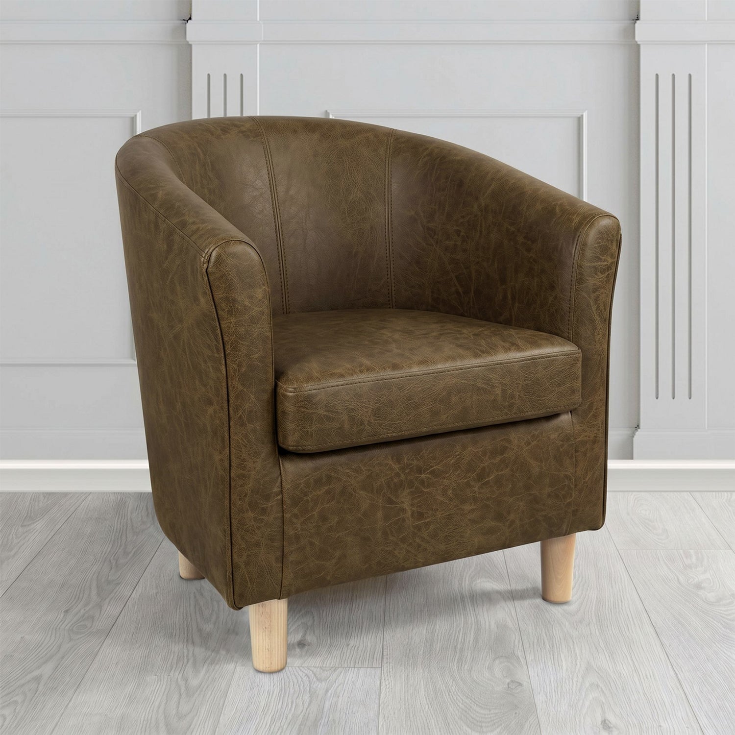Tuscany Tub Chair in Crest Leather Saloon Semi-Aniline Crib 5 Genuine Leather