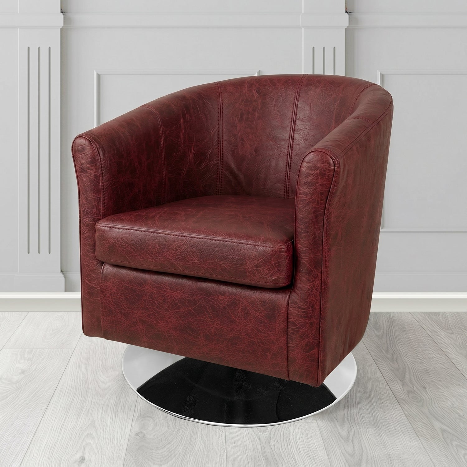 Tuscany Swivel Tub Chair in Crest Leather Saloon Semi-Aniline Crib 5 Genuine Leather