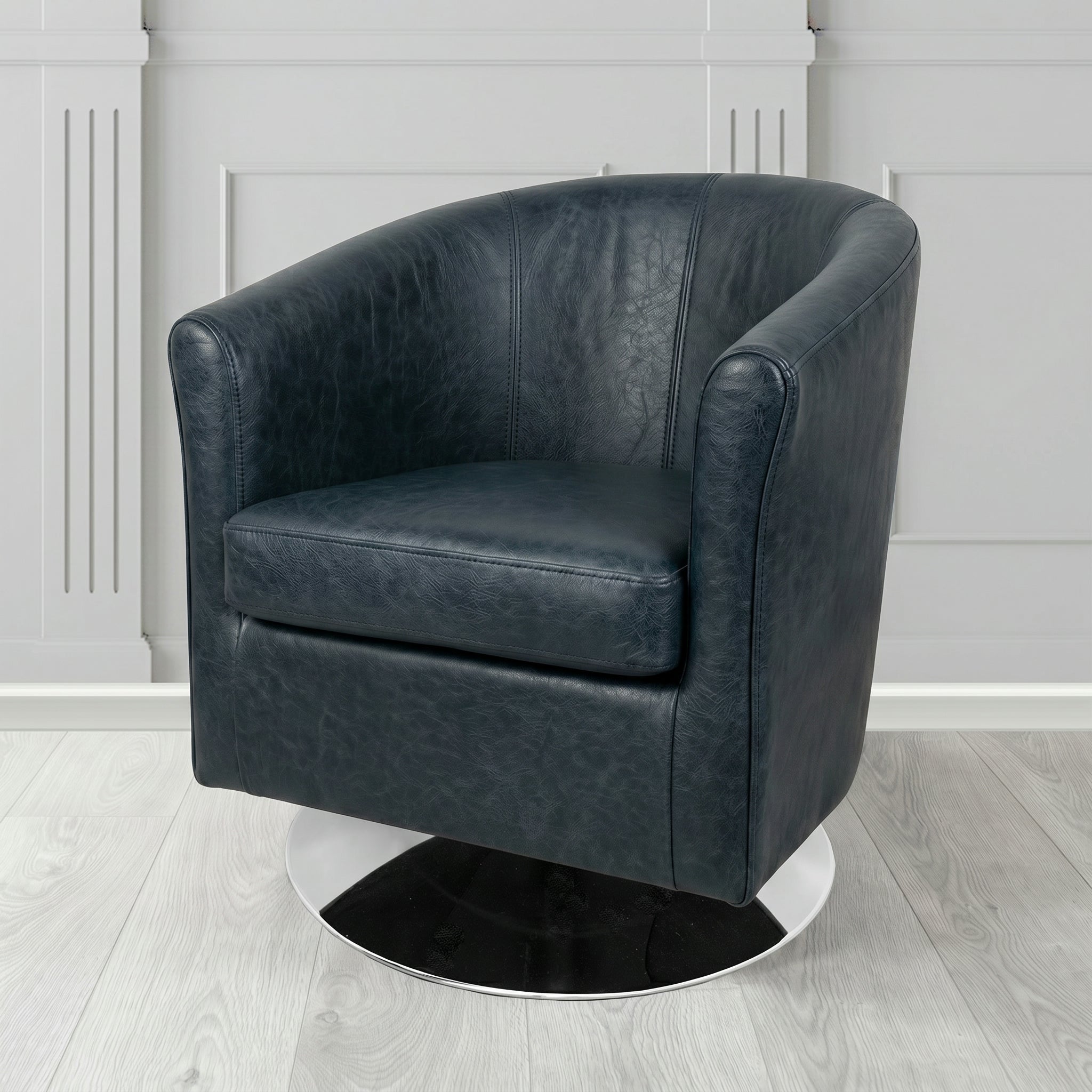 Tuscany Swivel Tub Chair in Crest Leather Saloon Semi-Aniline Crib 5 Genuine Leather