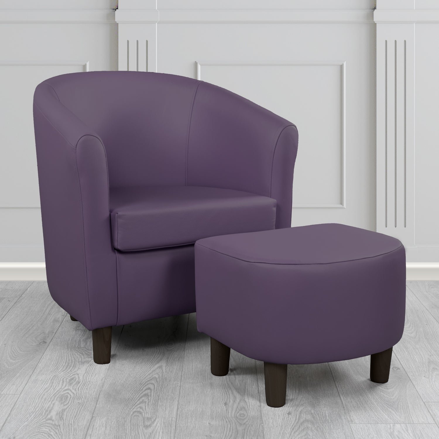 Tuscany Shelly Amethyst Crib 5 Genuine Leather Tub Chair & Footstool Set