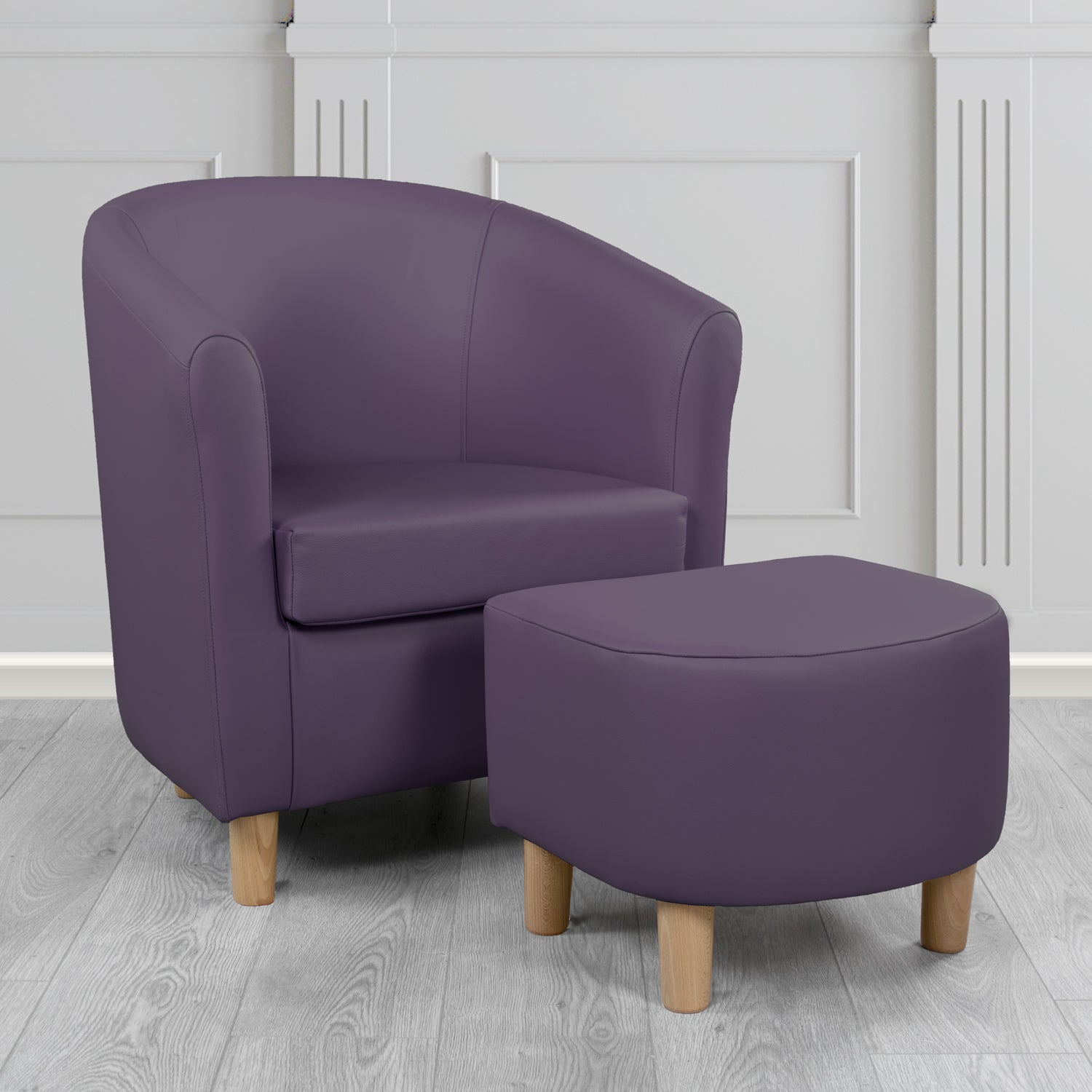 Tuscany Shelly Amethyst Crib 5 Genuine Leather Tub Chair & Footstool Set