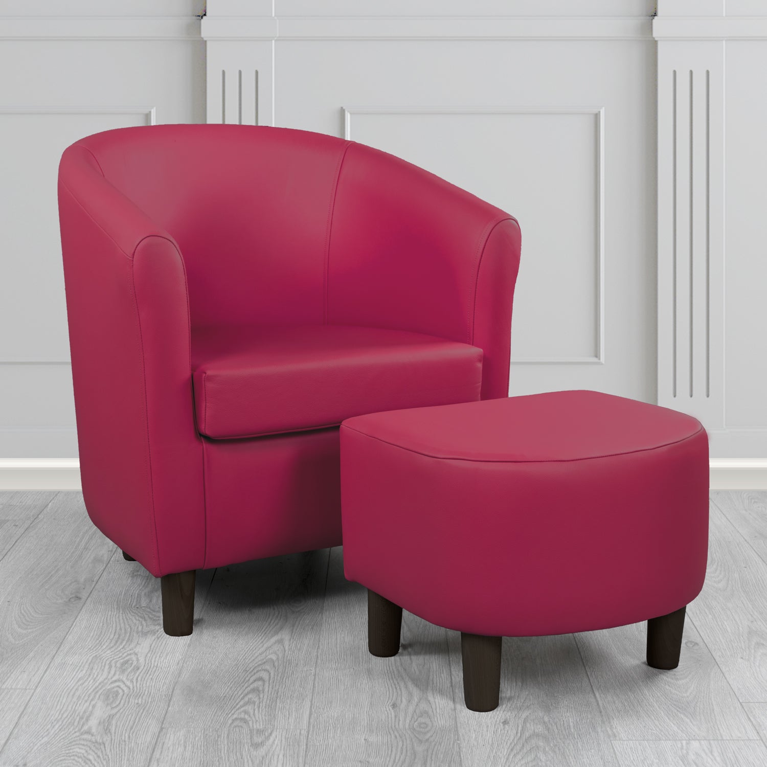 Tuscany Shelly Anemone Crib 5 Genuine Leather Tub Chair & Footstool Set