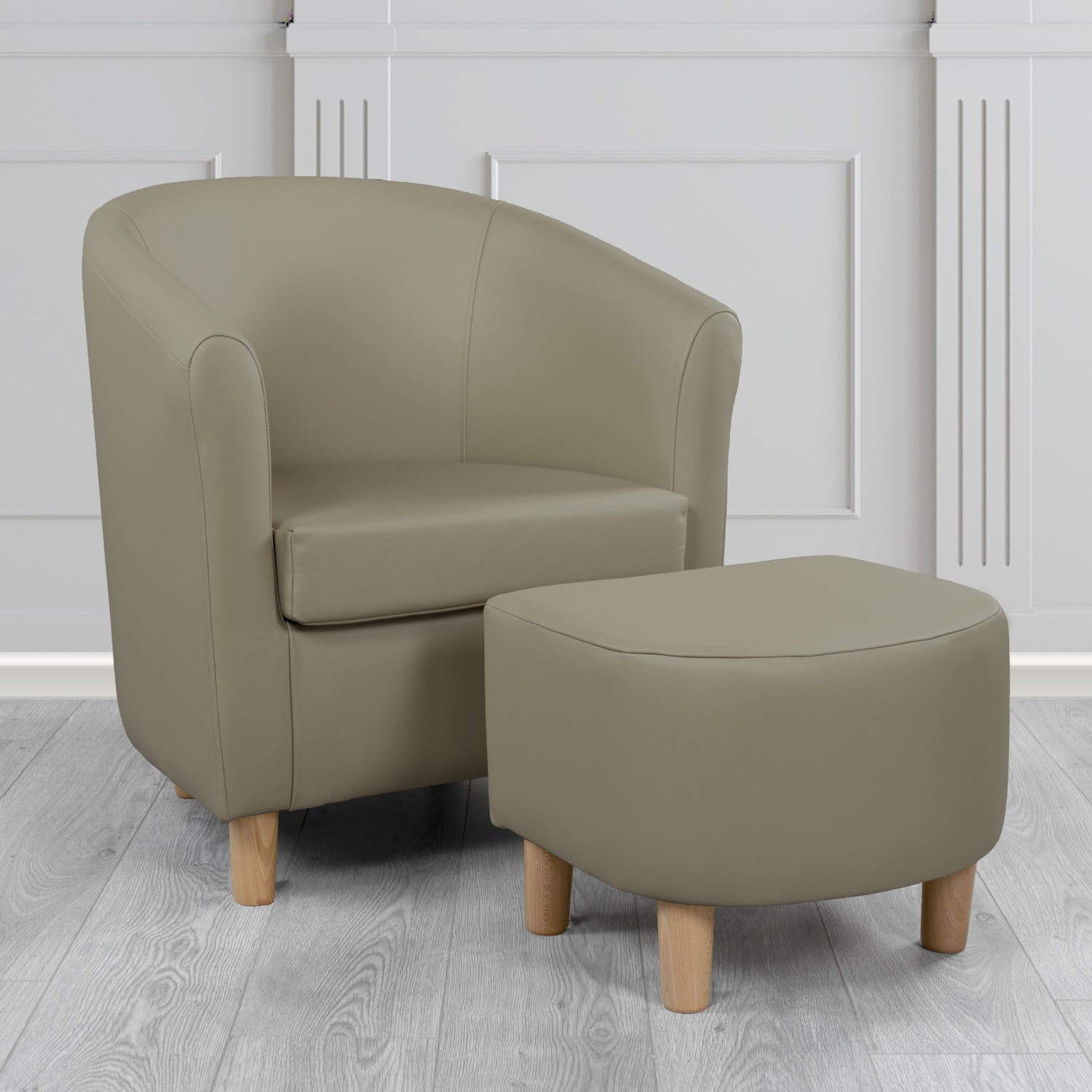 Tuscany Shelly Ash Crib 5 Genuine Leather Tub Chair & Footstool Set