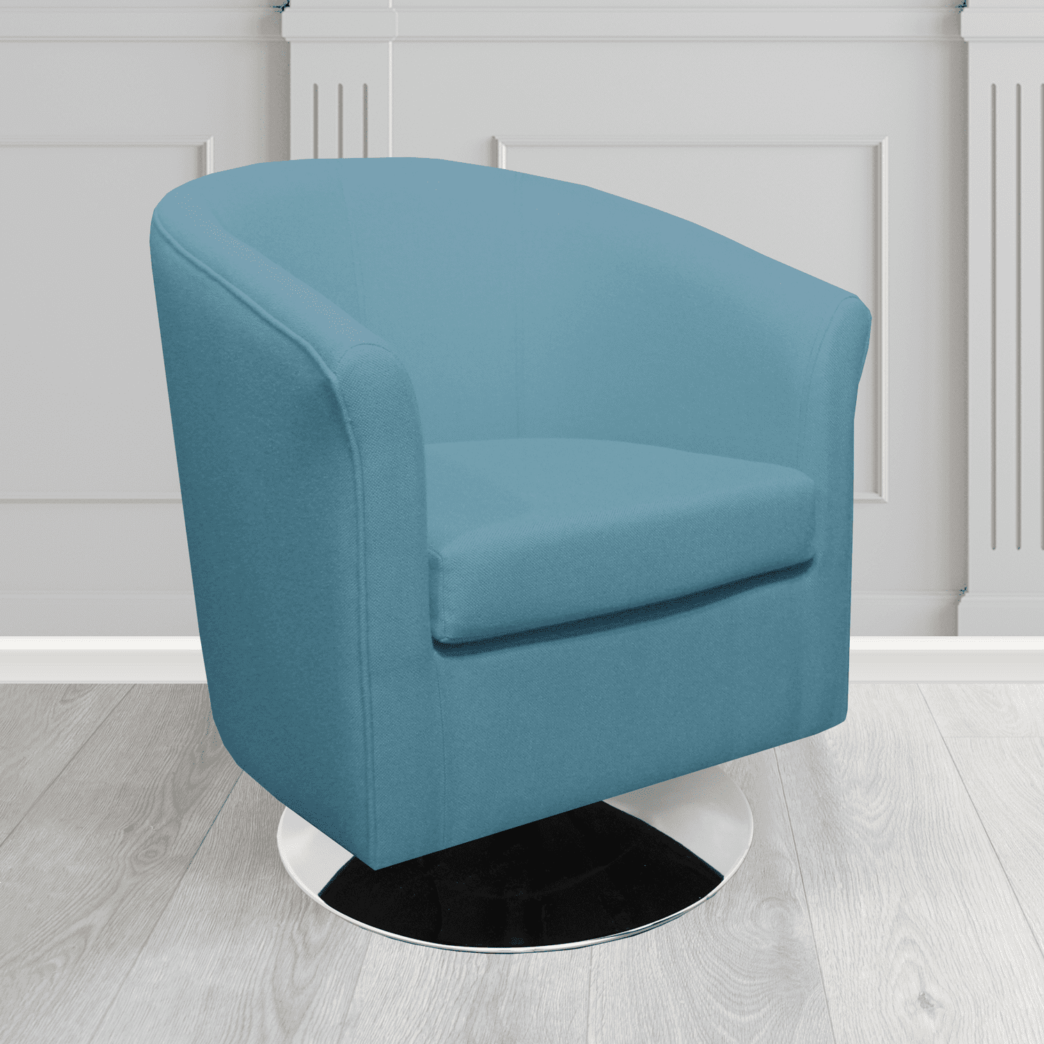 Tuscany Swivel Tub Chair in Mainline Plus Wedgwood IF027 Crib 5 Fabric - The Tub Chair Shop