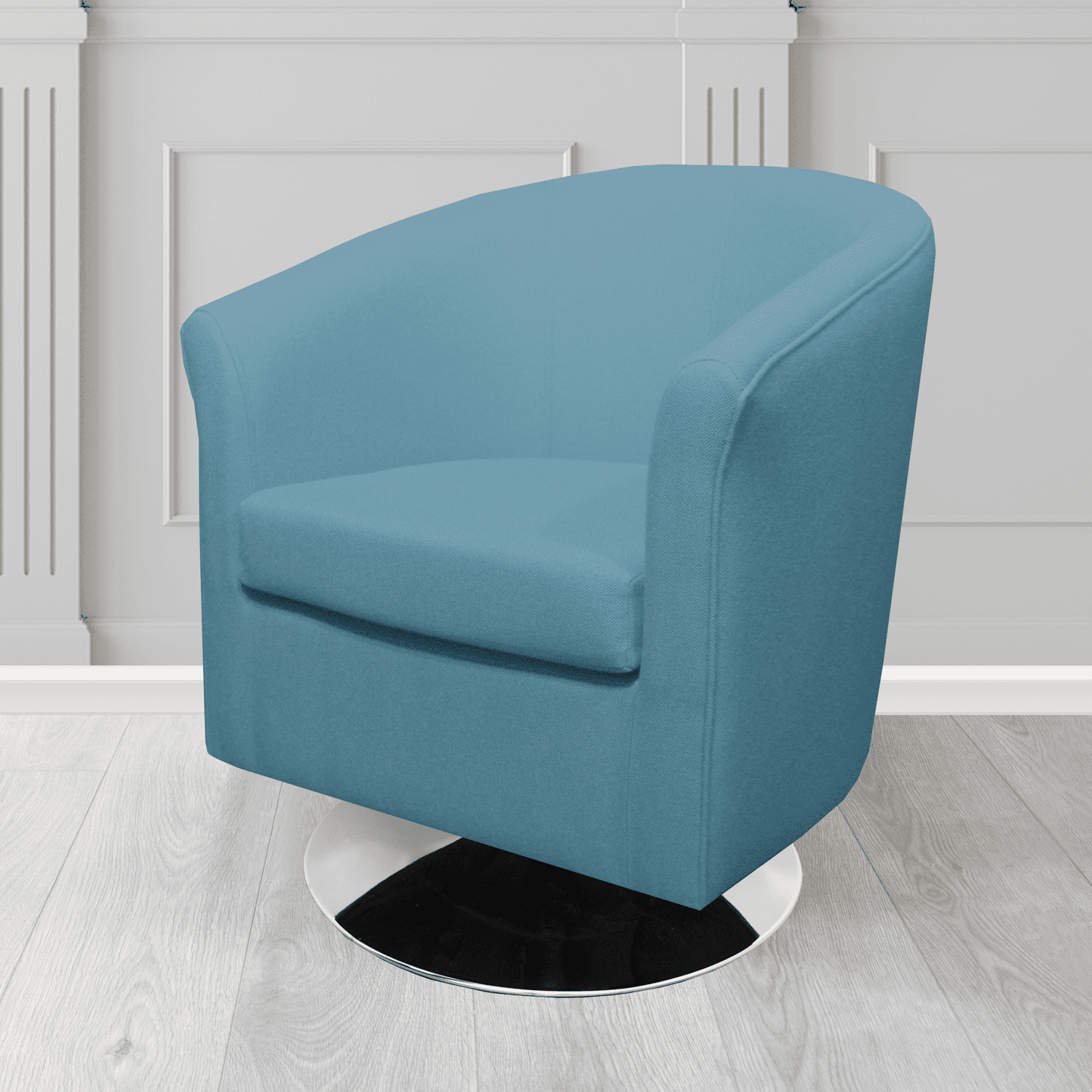 Tuscany Swivel Tub Chair in Mainline Plus Wedgwood IF027 Crib 5 Fabric - The Tub Chair Shop