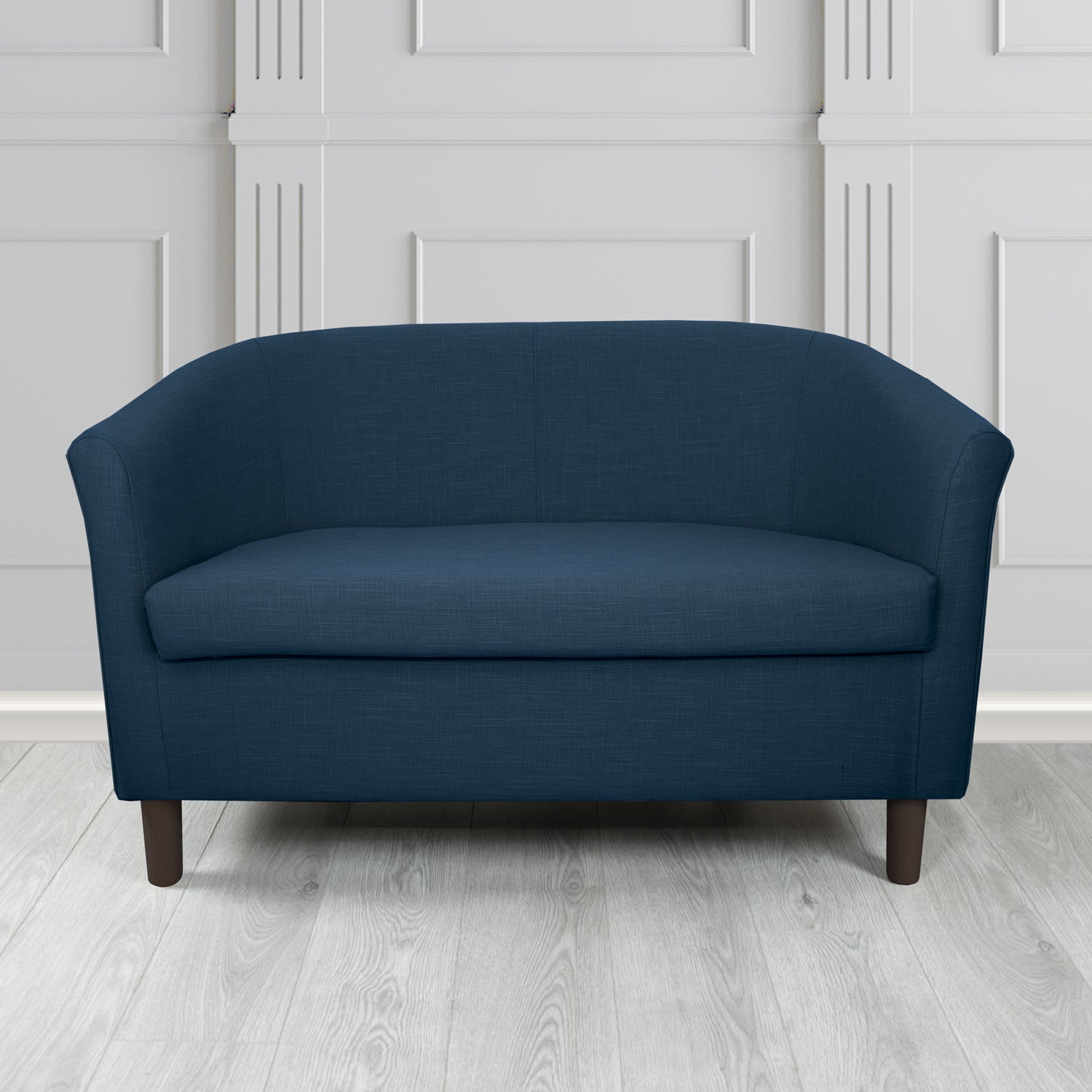 Tuscany 2 Seater Tub Sofa in Emporio Navy Linen Crib 5 Fabric - The Tub Chair Shop