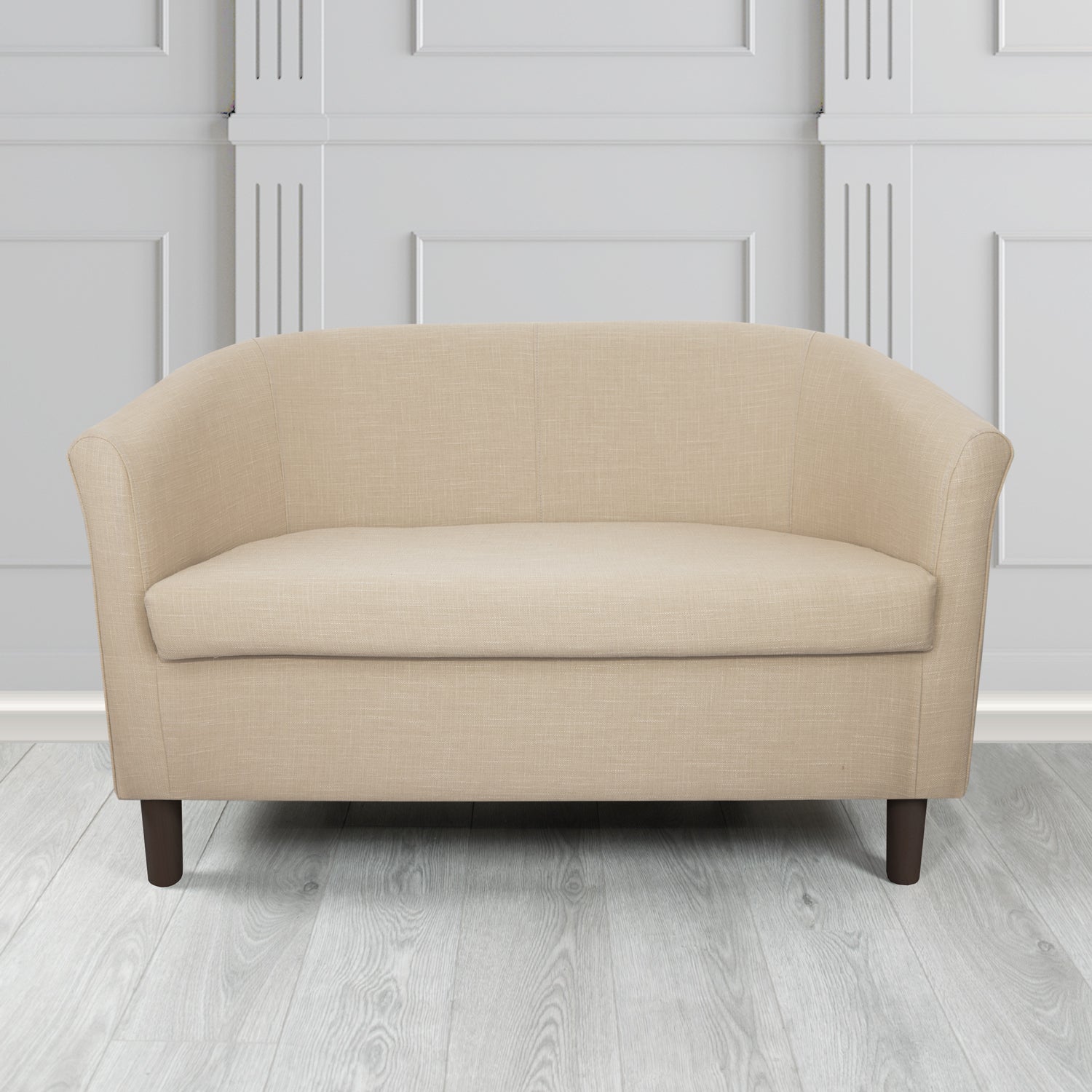 Tuscany 2 Seater Tub Sofa in Emporio Putty Linen Crib 5 Fabric - The Tub Chair Shop