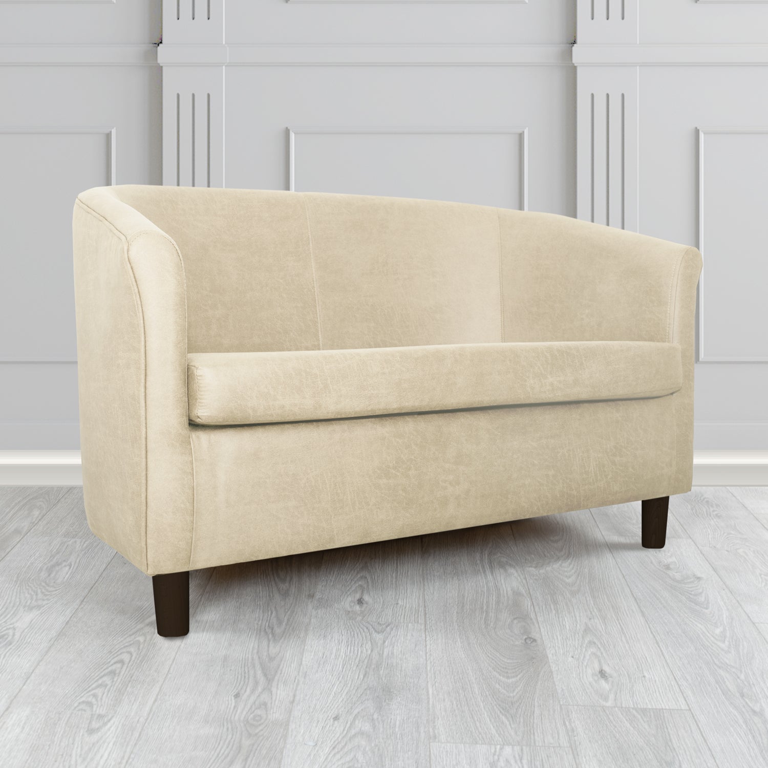 Tuscany 2 Seater Tub Sofa in Nevada Beige Faux Leather - The Tub Chair Shop