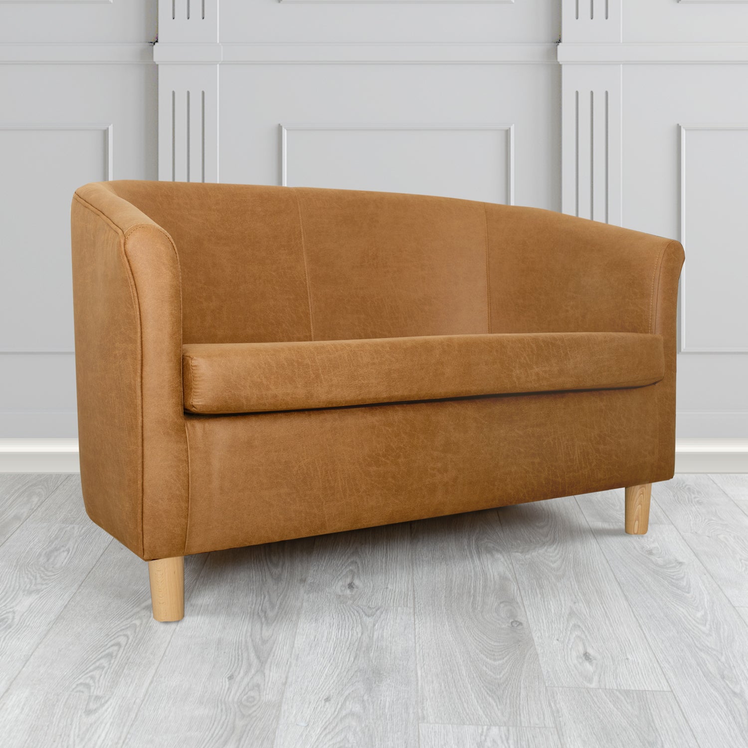 Tuscany 2 Seater Tub Sofa in Nevada Rust Faux Leather - The Tub Chair Shop