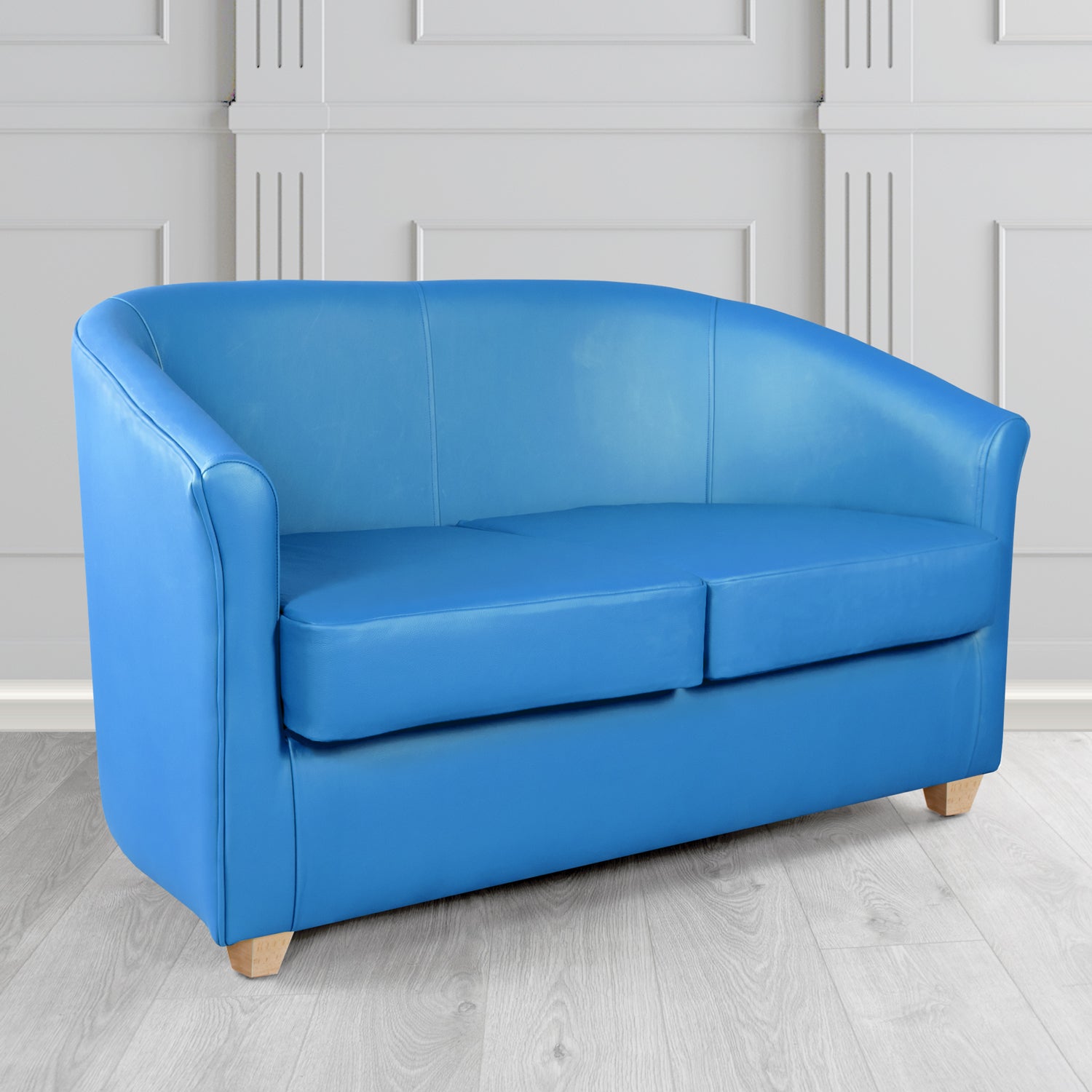 Cannes 2 Seater Tub Sofa in Blue DBL Faux Leather