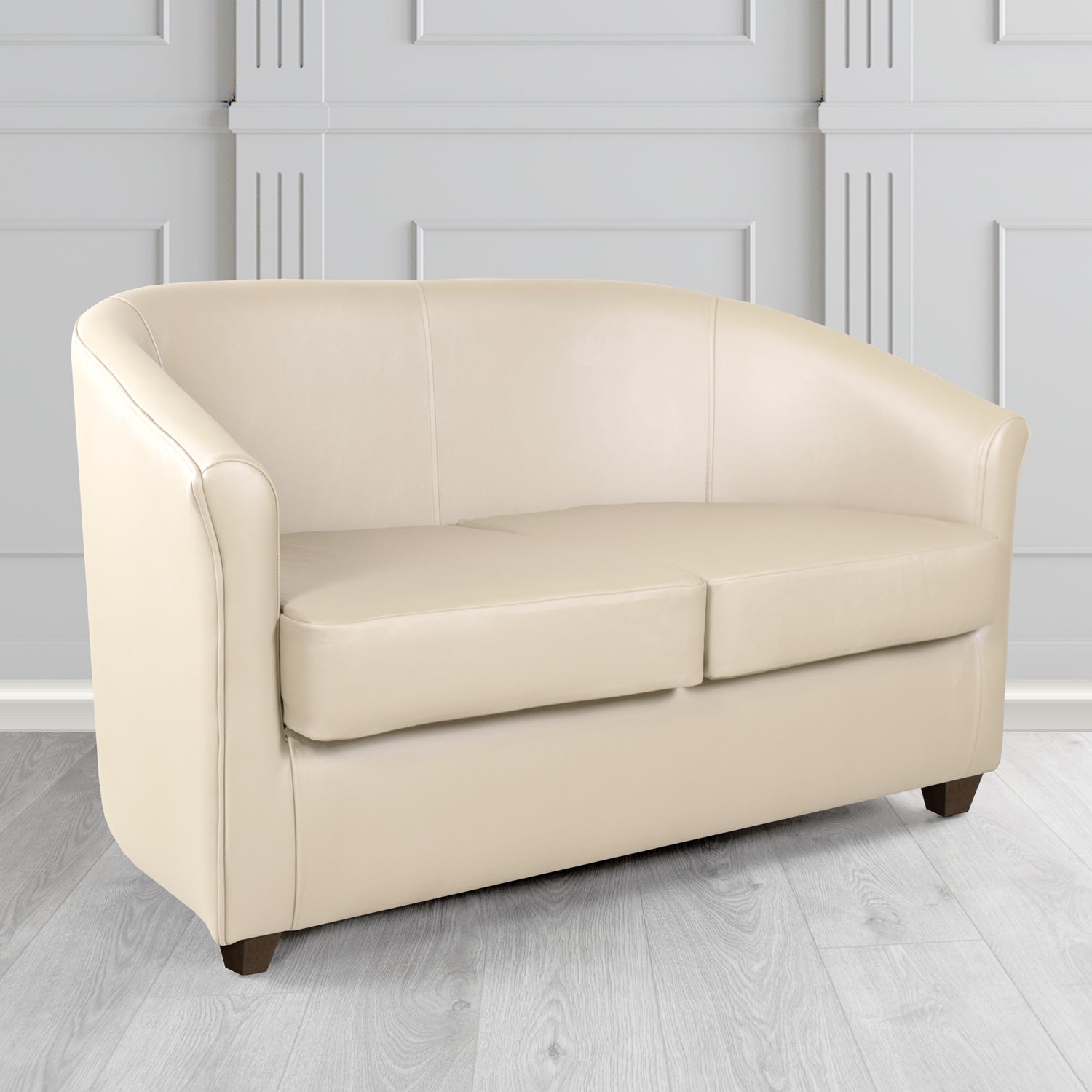 Cannes Shelly Almond Crib 5 Genuine Leather 2 Seater Tub Sofa - The Tub Chair Shop