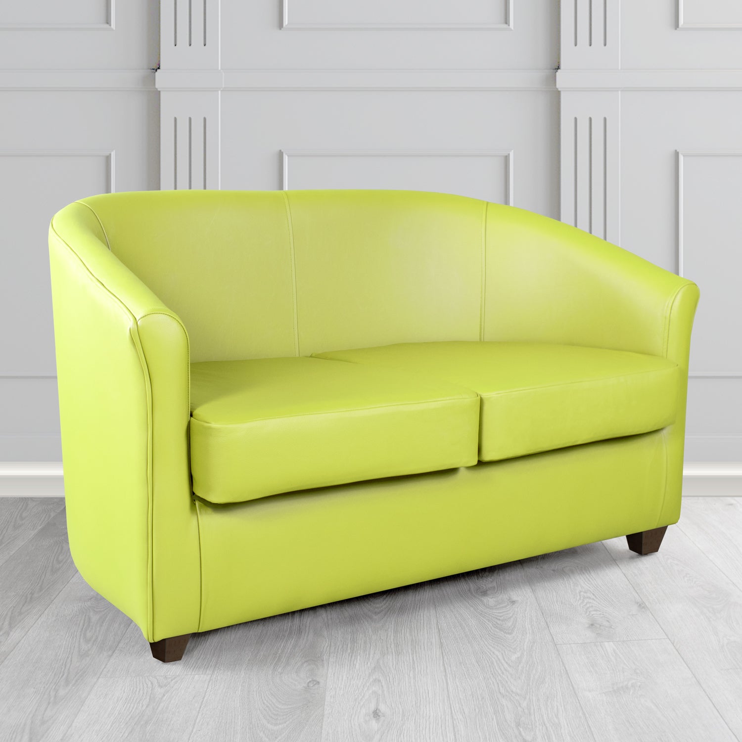 Cannes Shelly Chartreuse Crib 5 Genuine Leather 2 Seater Tub Sofa - The Tub Chair Shop