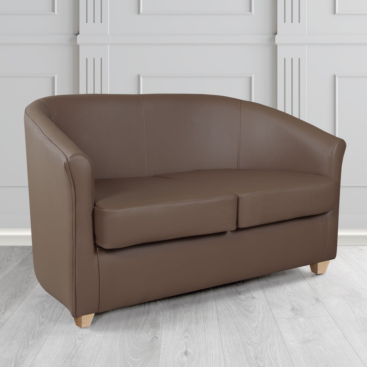 Cannes Shelly Dark Chocolate Crib 5 Genuine Leather 2 Seater Tub Sofa - The Tub Chair Shop