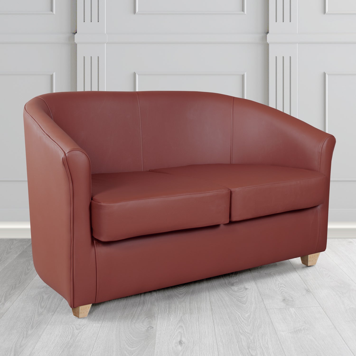 Cannes Shelly Dark Grape Crib 5 Genuine Leather 2 Seater Tub Sofa - The Tub Chair Shop