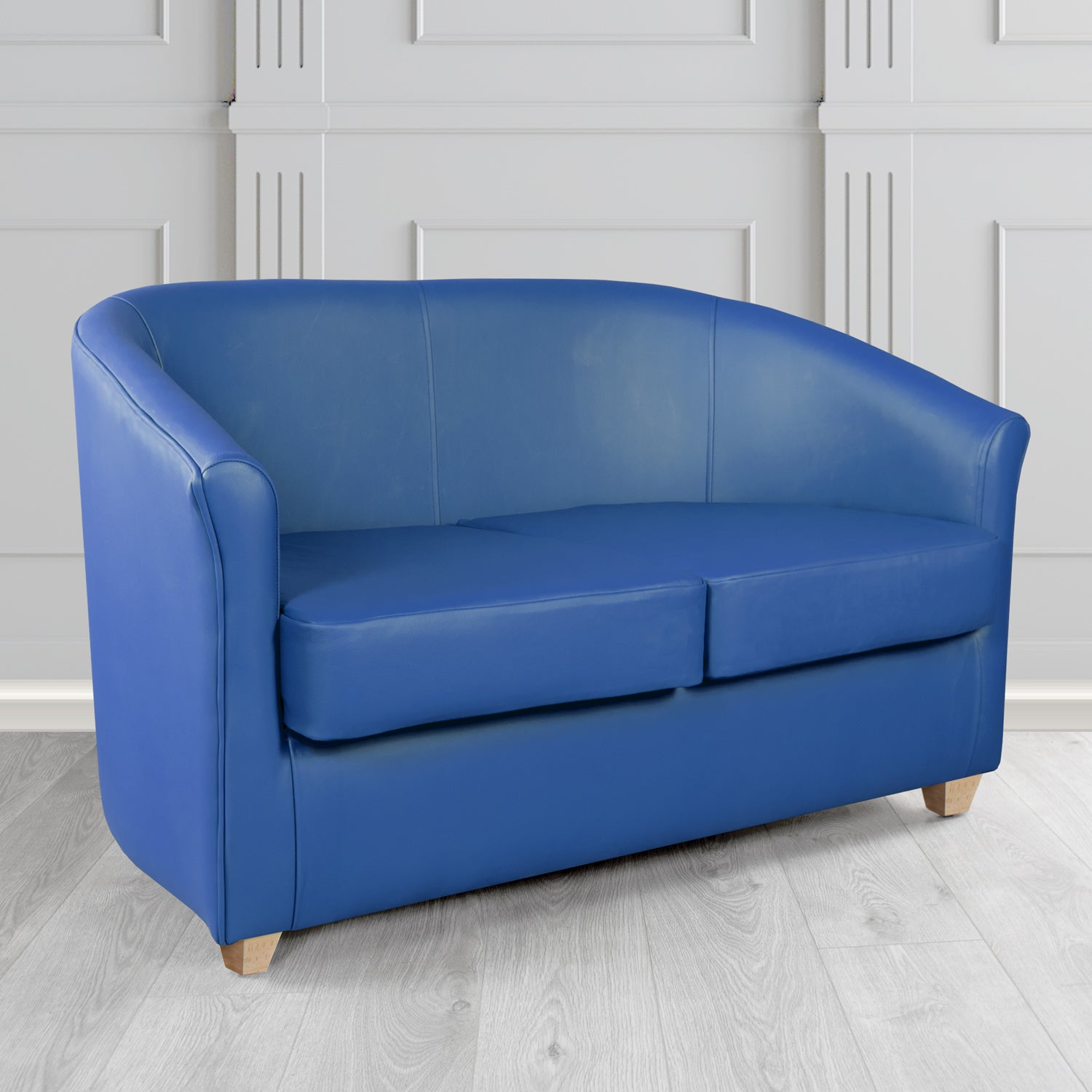 Cannes Shelly Deep Ultramarine Crib 5 Genuine Leather 2 Seater Tub Sofa - The Tub Chair Shop