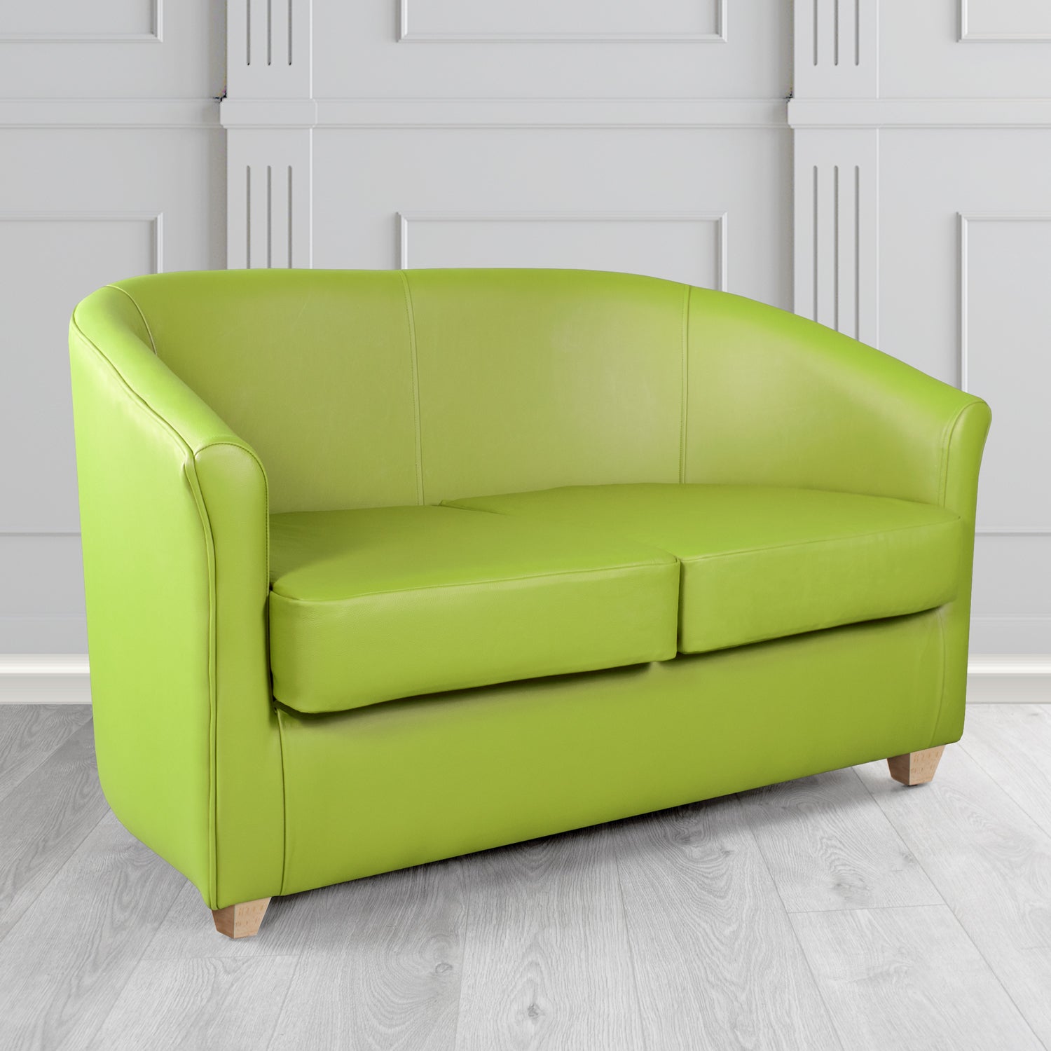 Cannes Shelly Field Green Crib 5 Genuine Leather 2 Seater Tub Sofa - The Tub Chair Shop