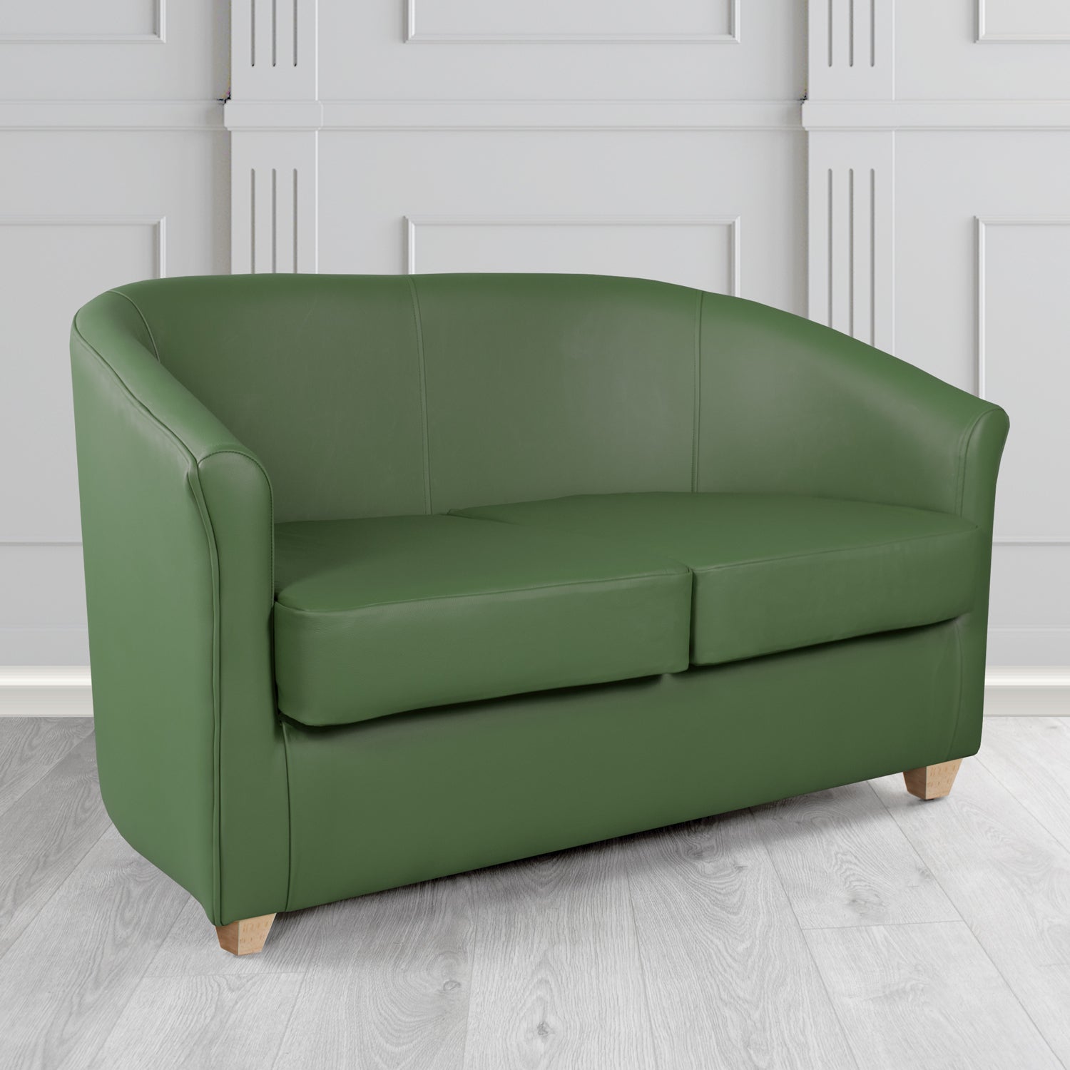 Cannes Shelly Forest Green Crib 5 Genuine Leather 2 Seater Tub Sofa