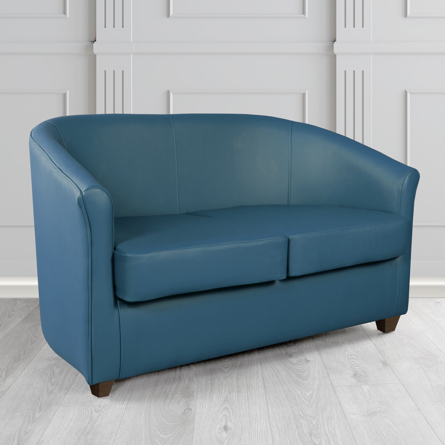 Cannes Shelly Majollica Blue Crib 5 Genuine Leather 2 Seater Tub Sofa