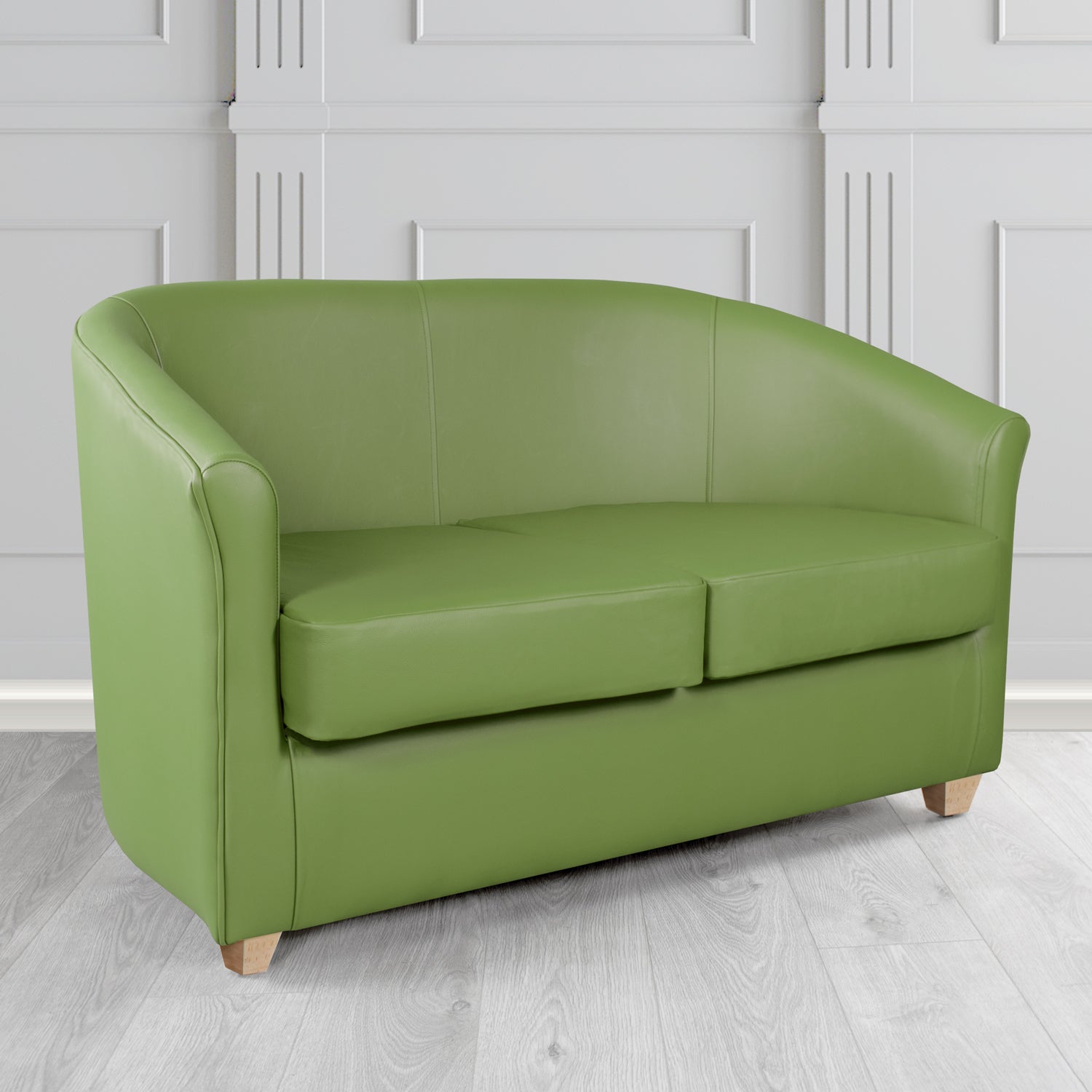 Cannes Shelly Mountain Green Crib 5 Genuine Leather 2 Seater Tub Sofa